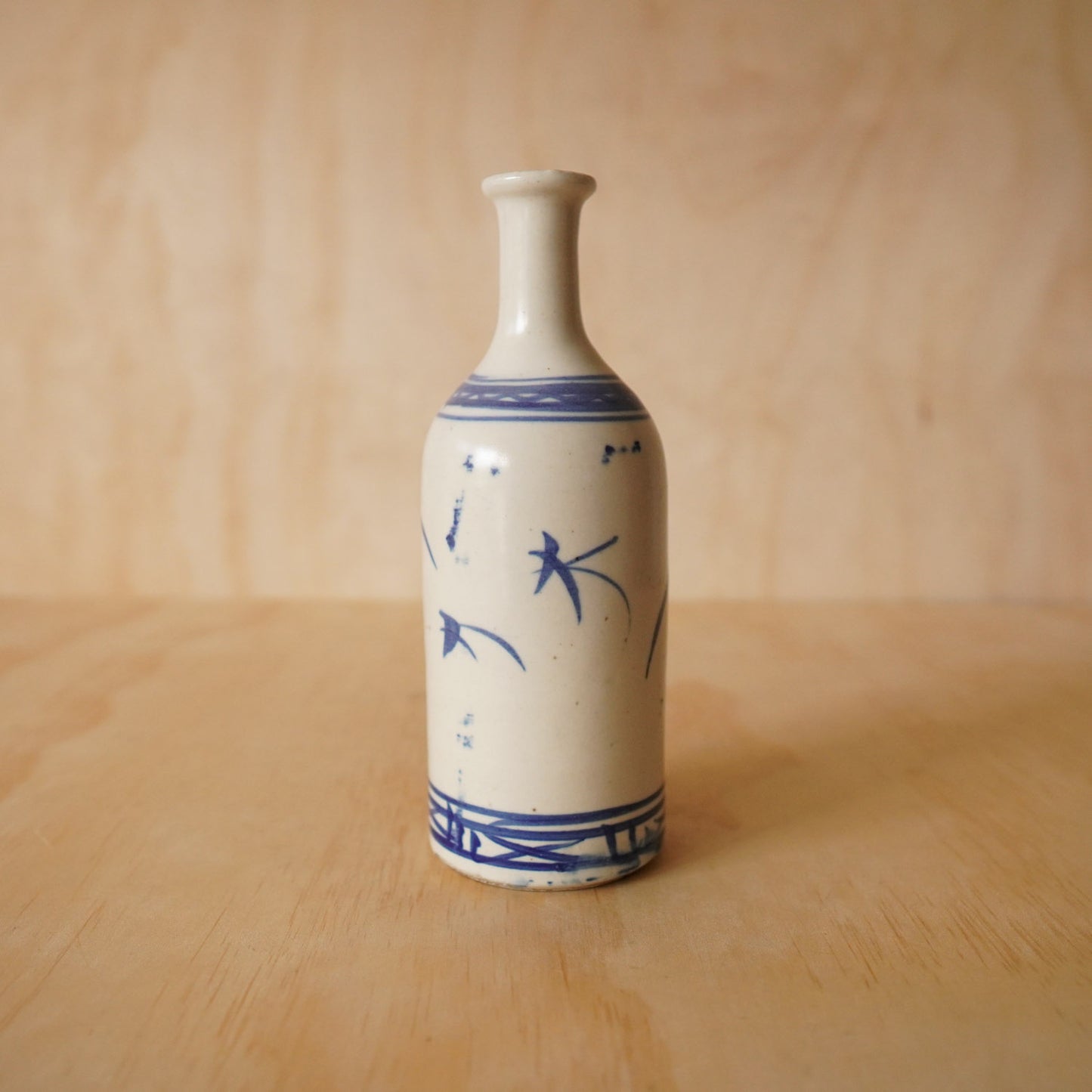 Antique Japanese Blue and White Sake Bottle Vase
