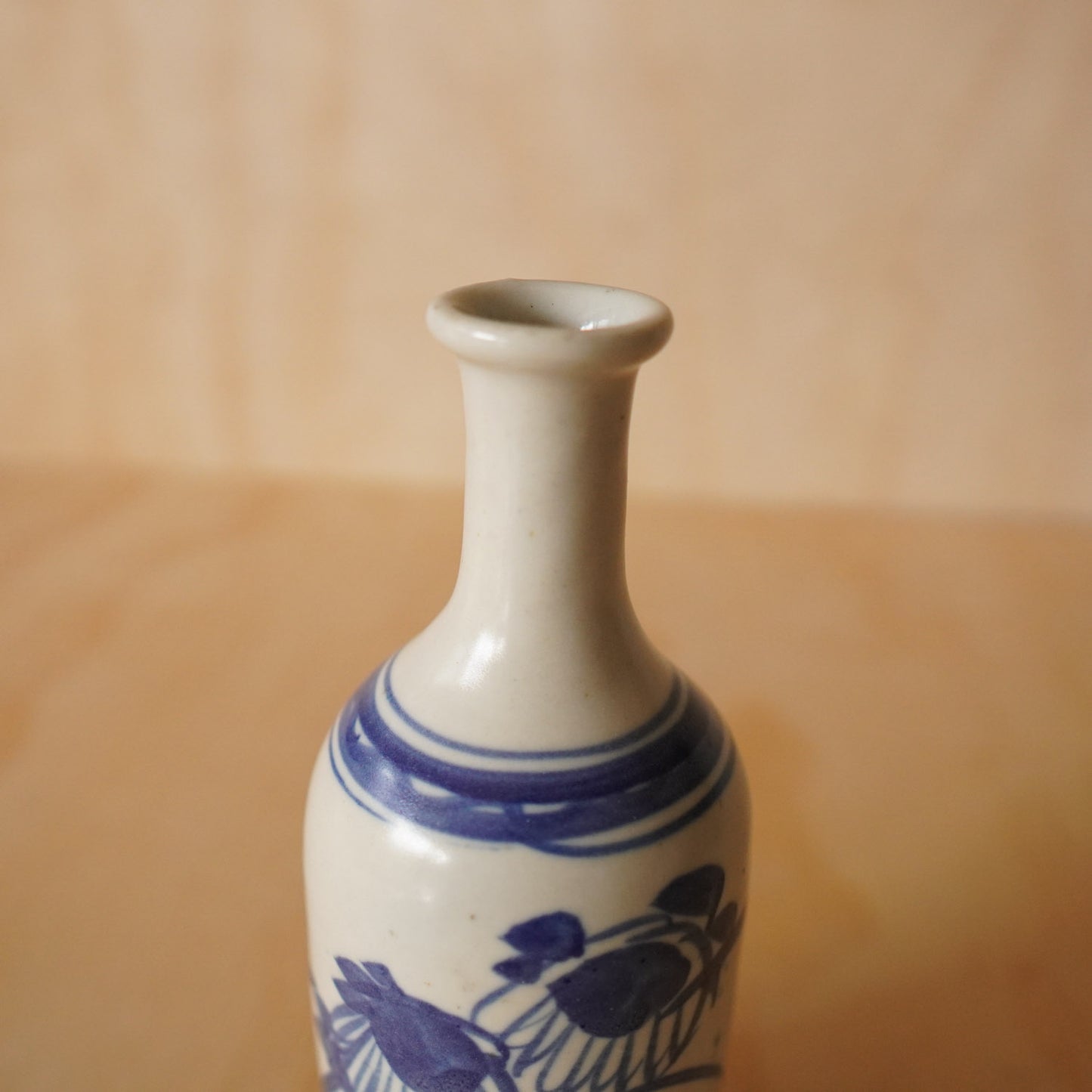 Antique Japanese Blue and White Sake Bottle Vase