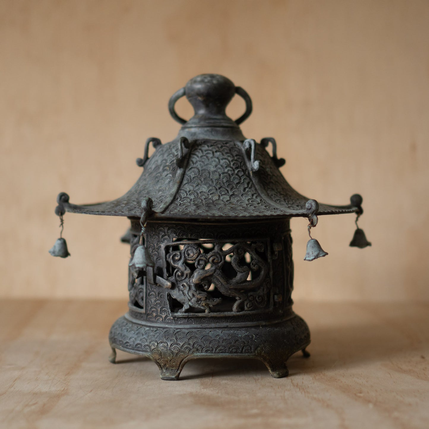 Vintage Japanese Bronze Temple Lantern