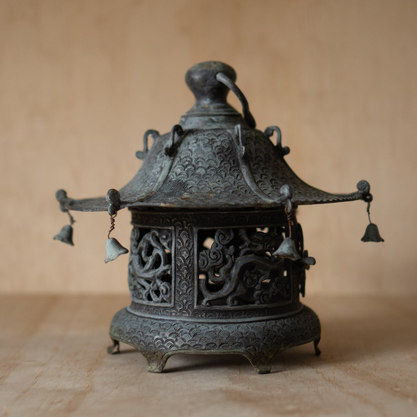 Vintage Japanese Bronze Temple Lantern