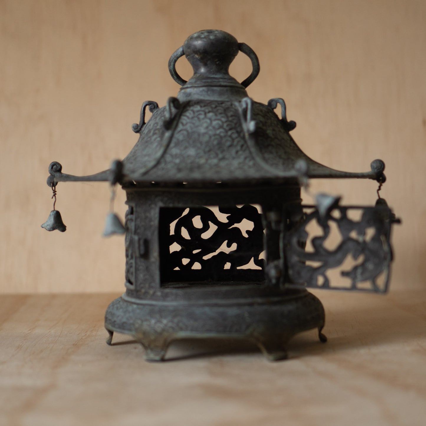 Vintage Japanese Bronze Temple Lantern