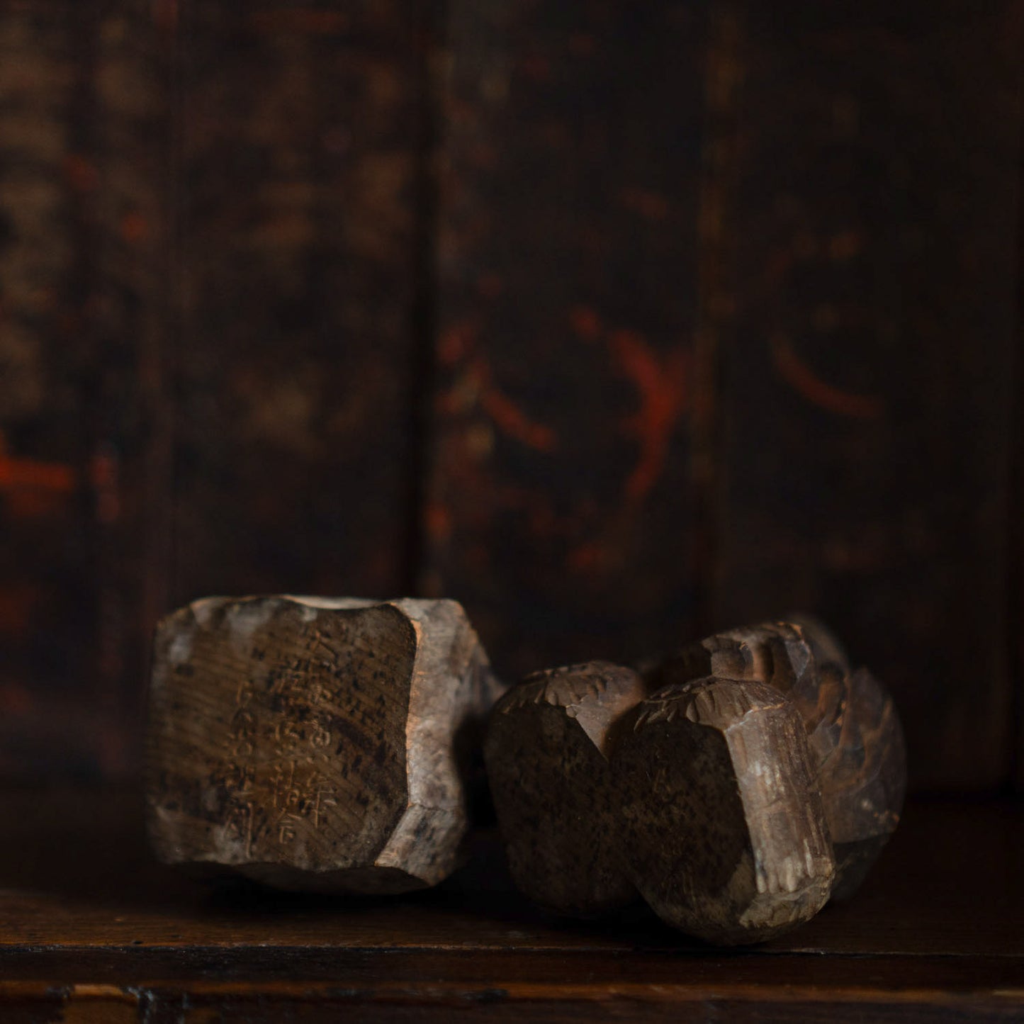 Antique Japanese Carved pair of Daikoku and Ebisu figures -04