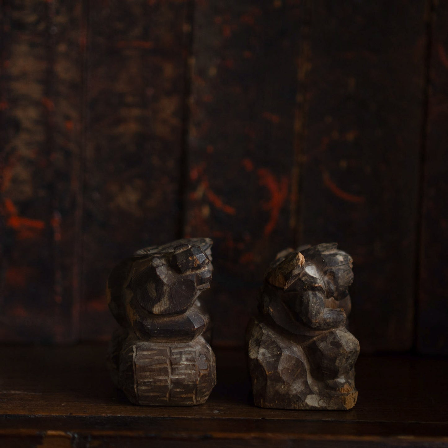 Antique Japanese Carved pair of Daikoku and Ebisu figures -04