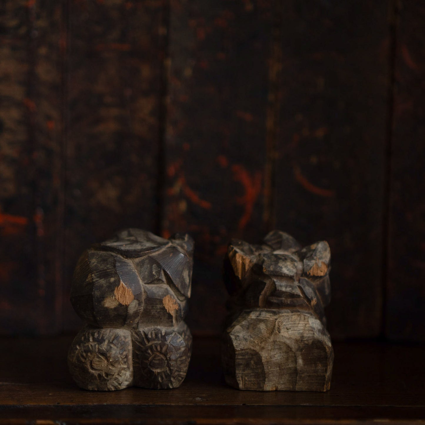Antique Japanese Carved pair of Daikoku and Ebisu figures -04