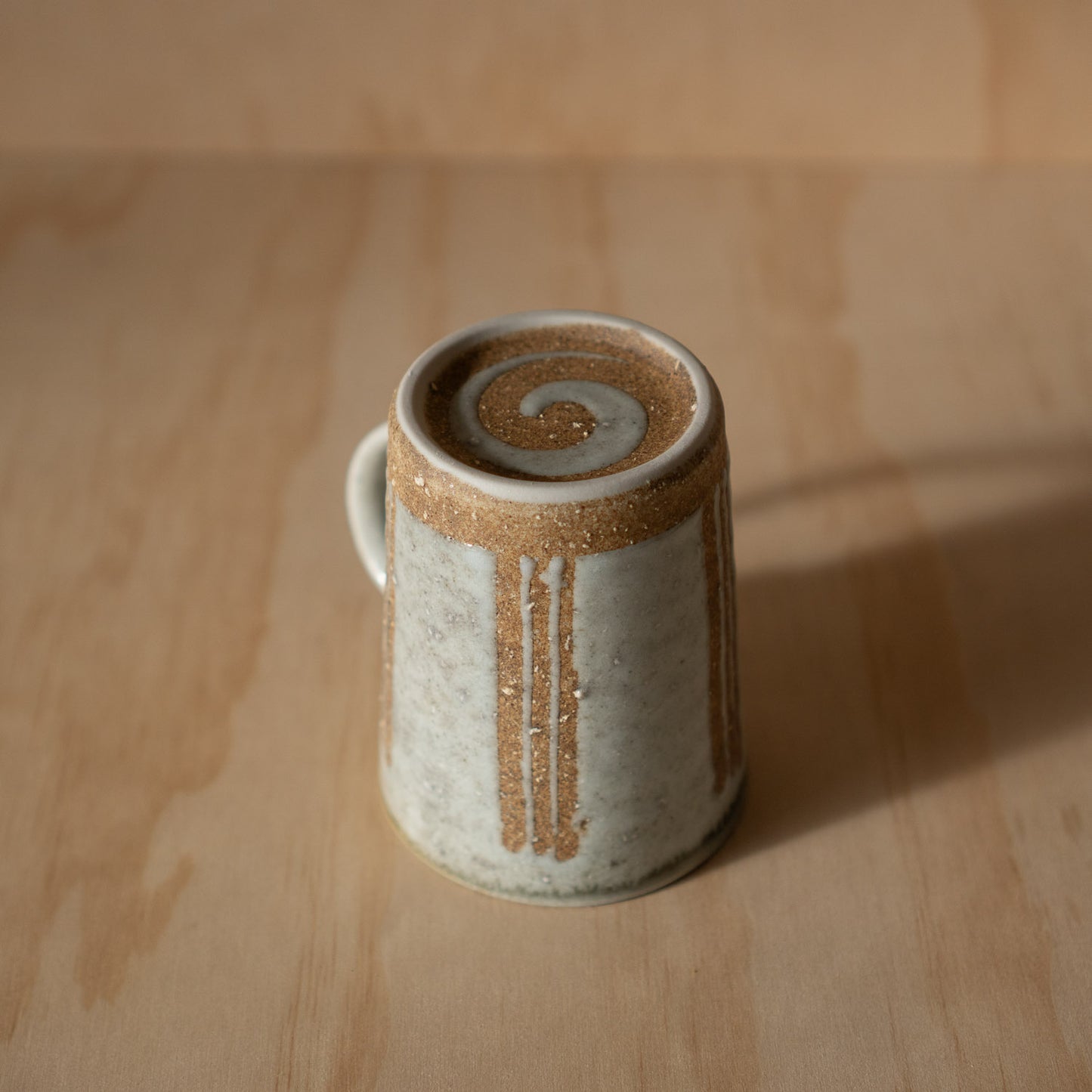 Japanese Ceramic Mino ware Mug Grey glaze with brown stripe