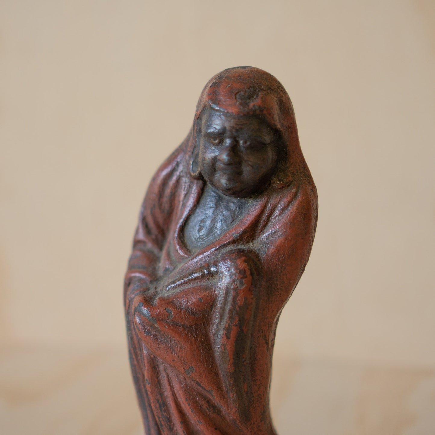 Vintage Japanese Painted Cast Iron Daruma