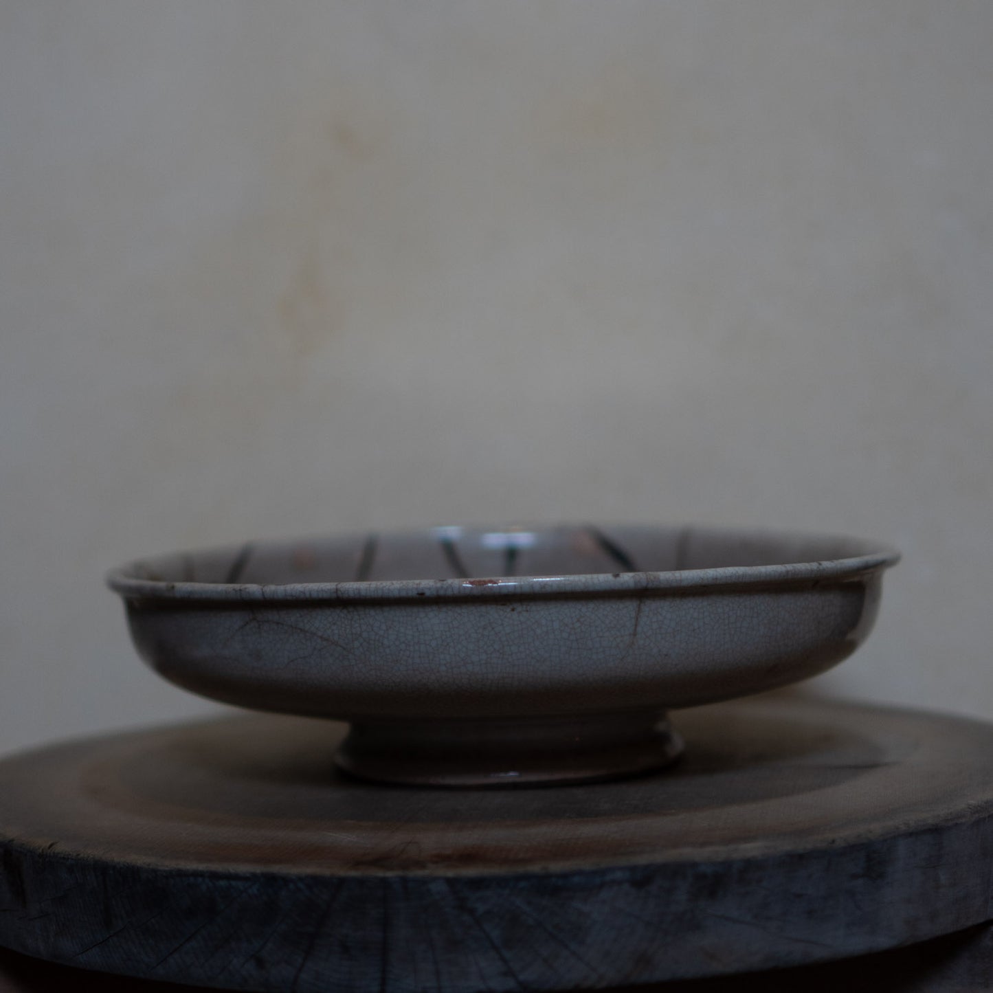 Vintage Japanese Karatsu ceramic serving platter with kintsugi gold repair
