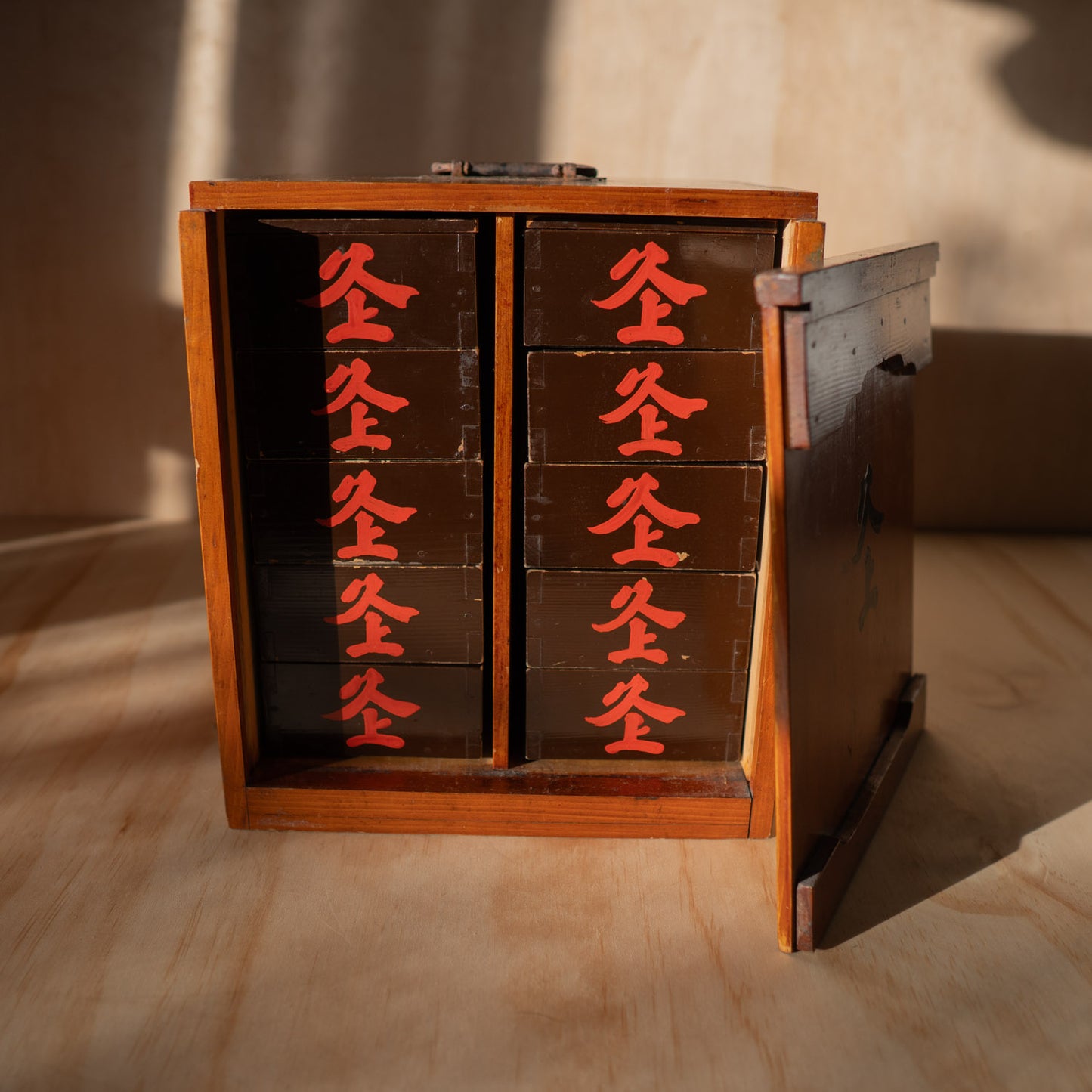 Antique Japanese Travelling Lacquer Bento Box Carrier - Jubako