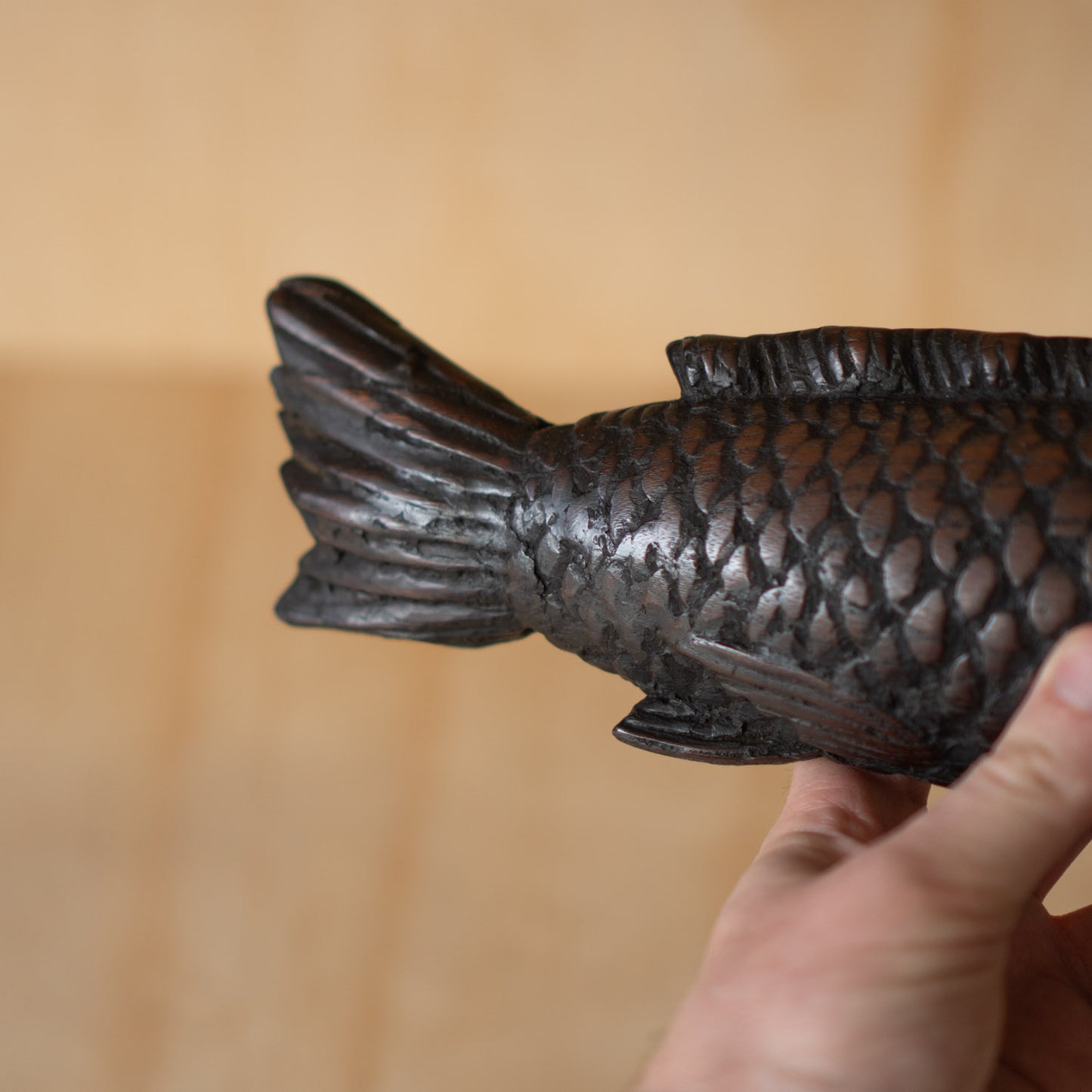 Antique Japanese Carved timber Fish Sculpture - Pot Hook