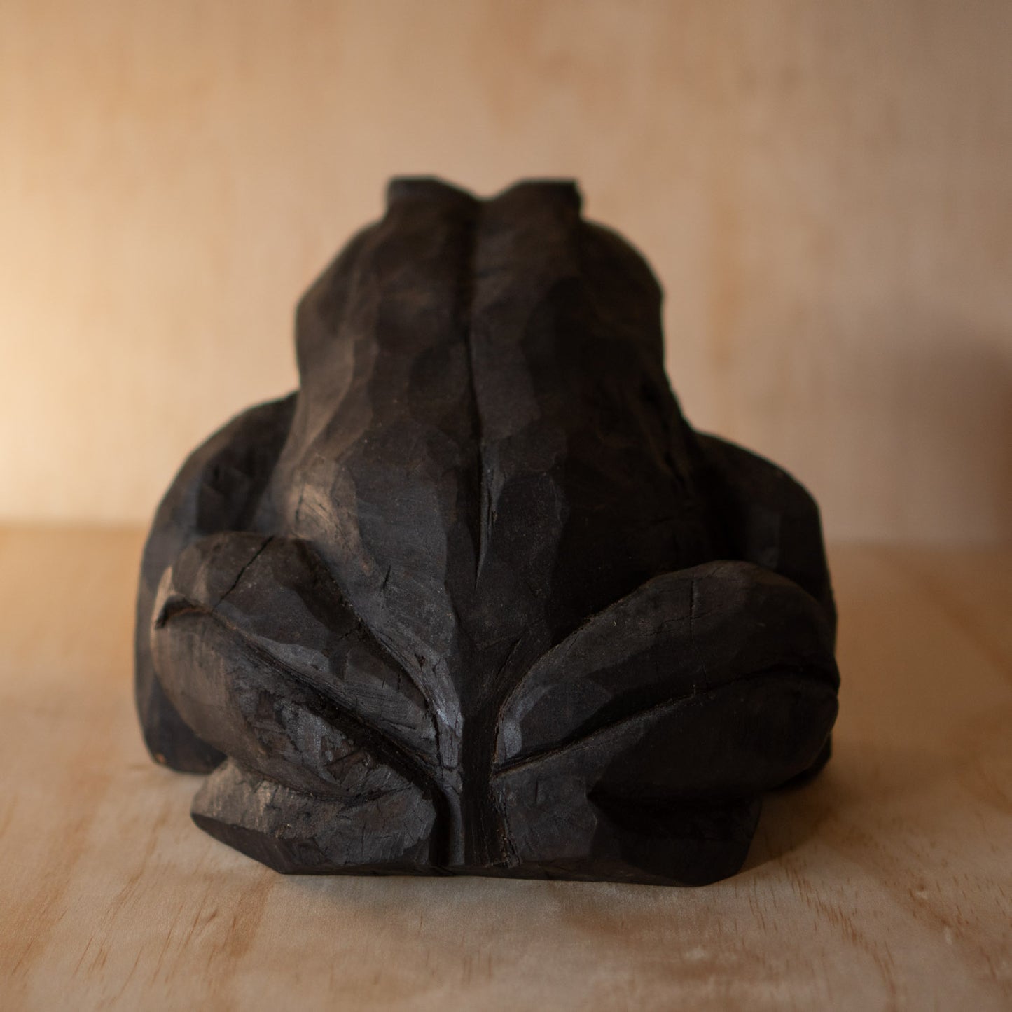 Japanese Vintage Mingei Folk art carved large wooden Frog