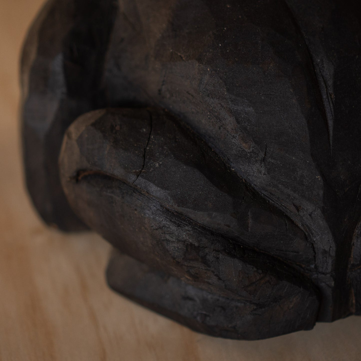 Japanese Vintage Mingei Folk art carved large wooden Frog