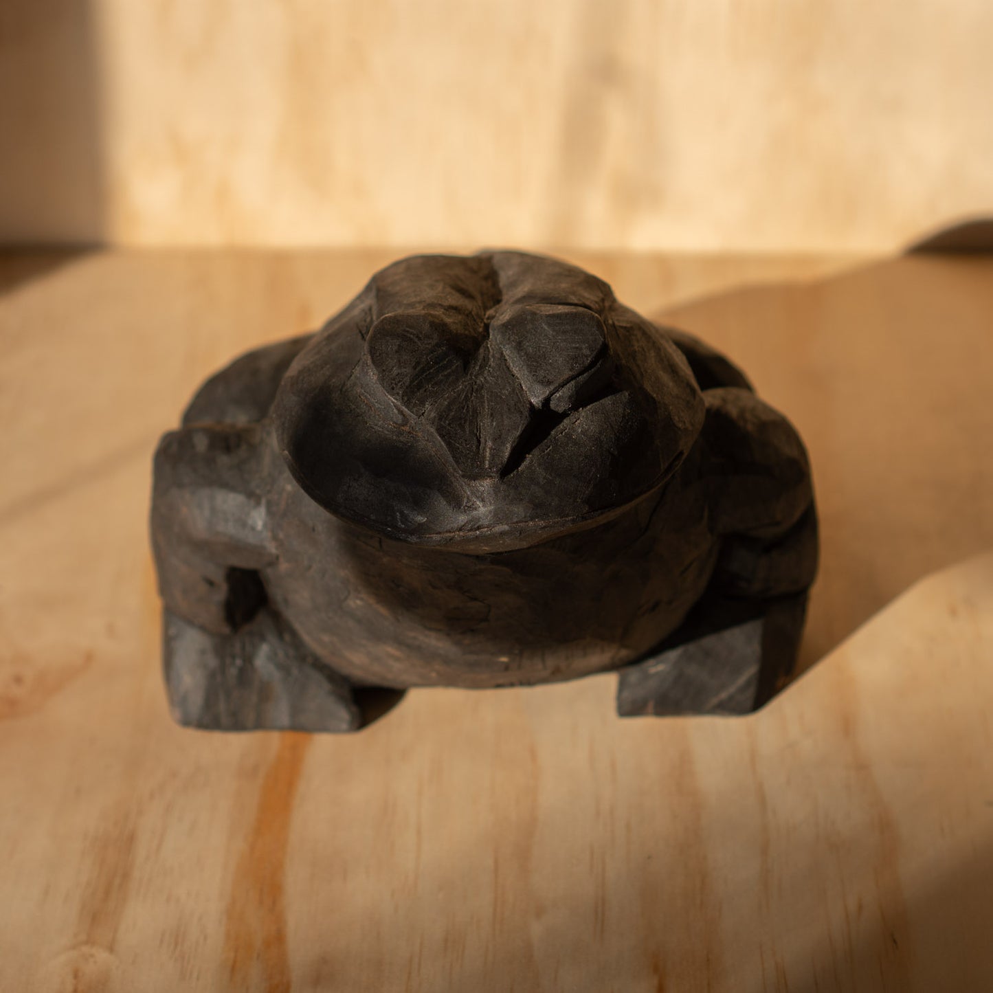 Japanese Vintage Mingei Folk art carved large wooden Frog
