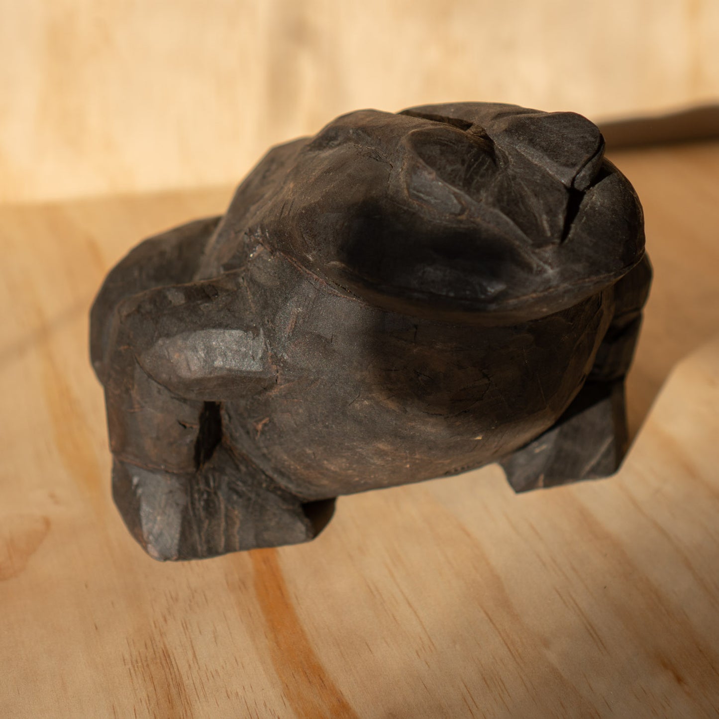 Japanese Vintage Mingei Folk art carved large wooden Frog