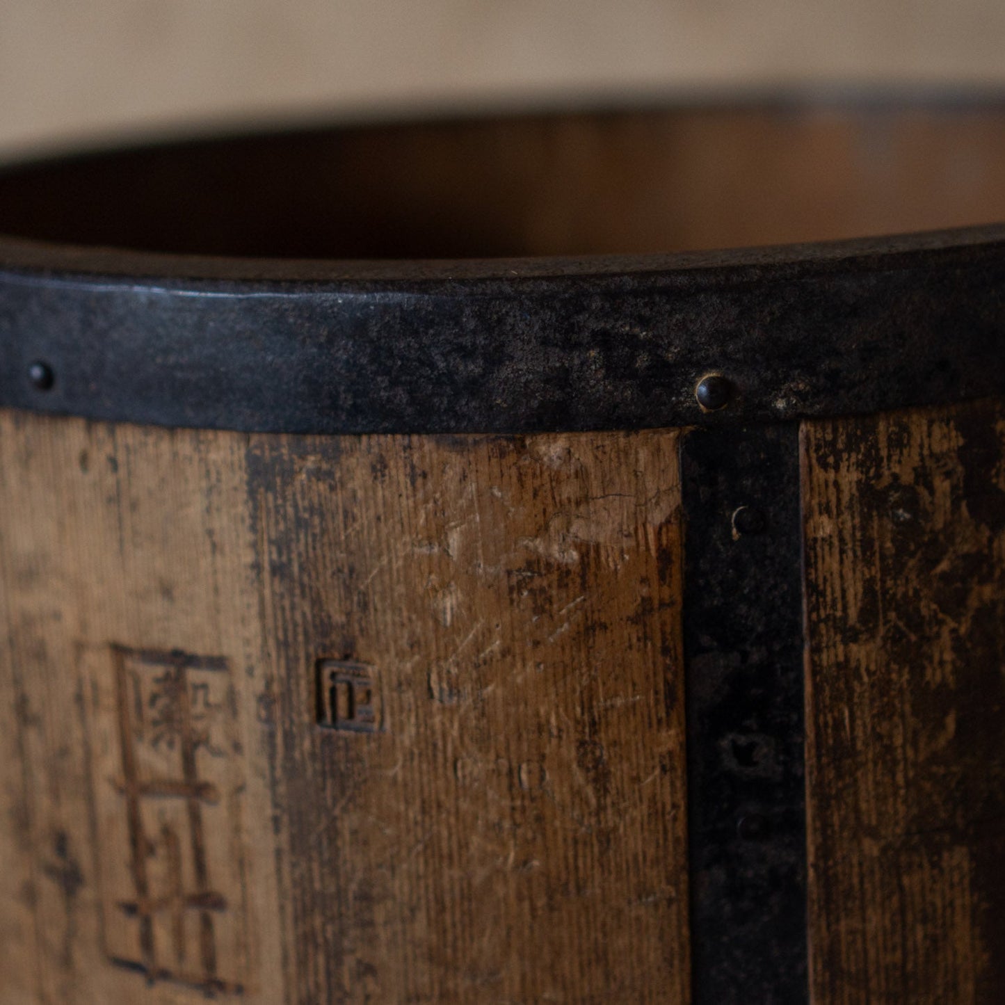 Antique Japanese Rice Measure “Tomasu” Bucket Planter