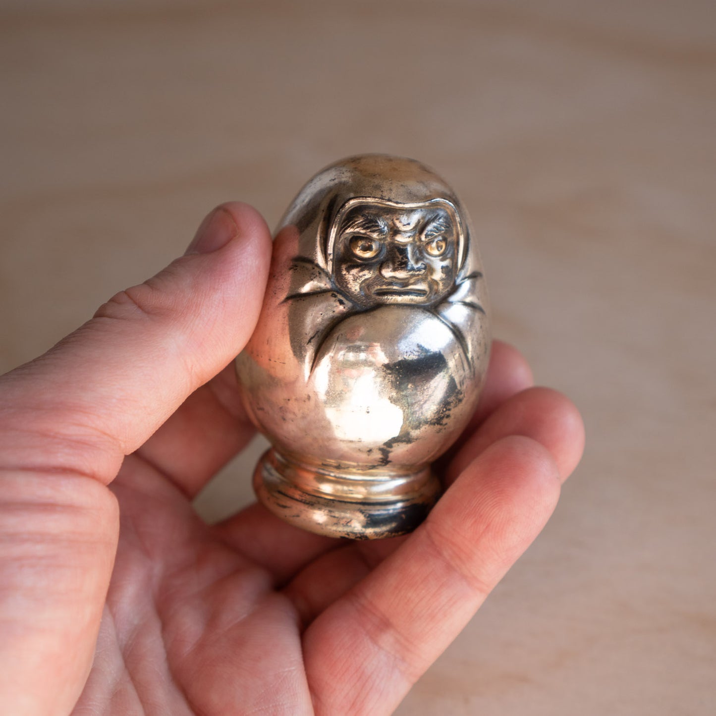Vintage Japanese Small Pure Silver Daruma figure