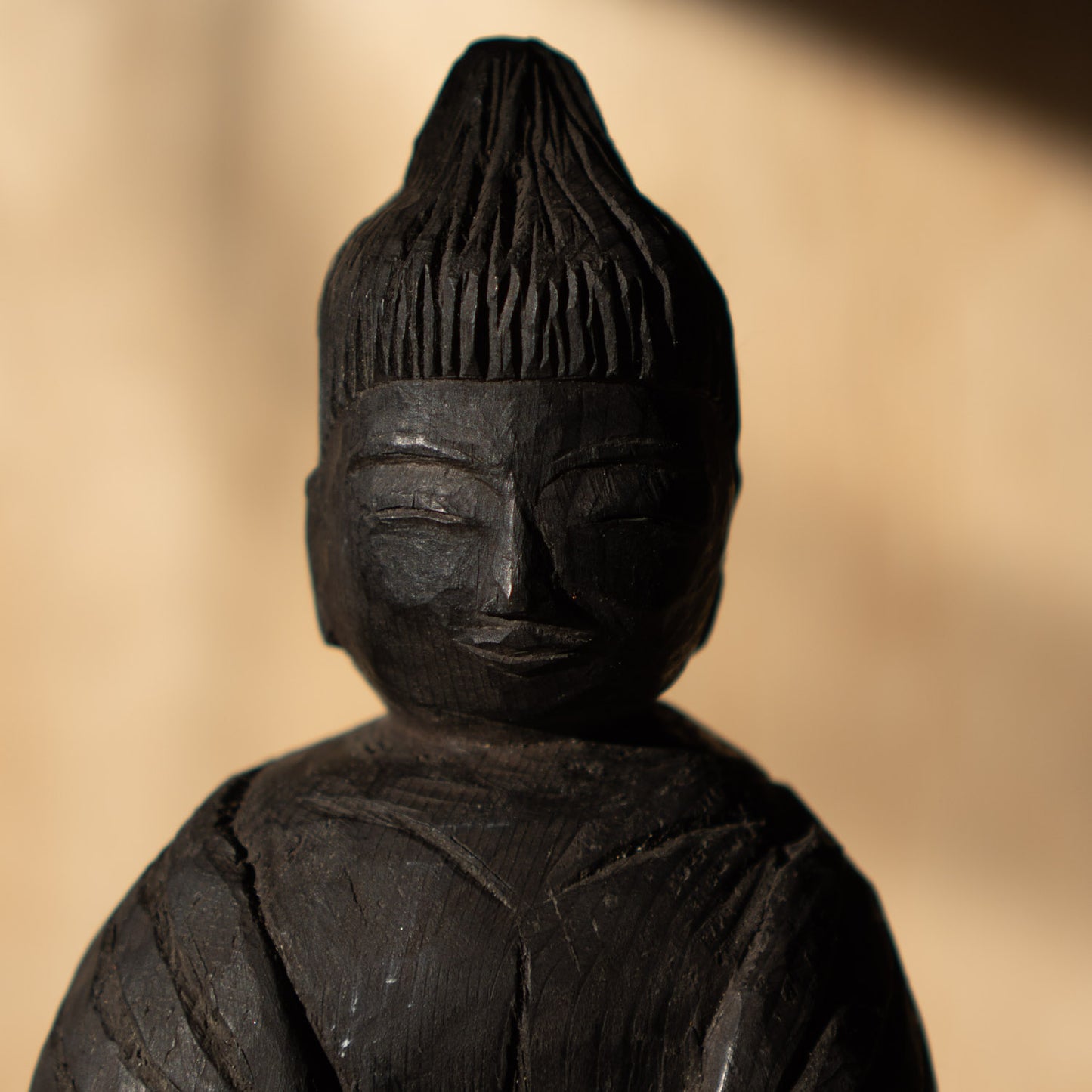 Vintage Japanese Mingei folk art carved standing Buddha