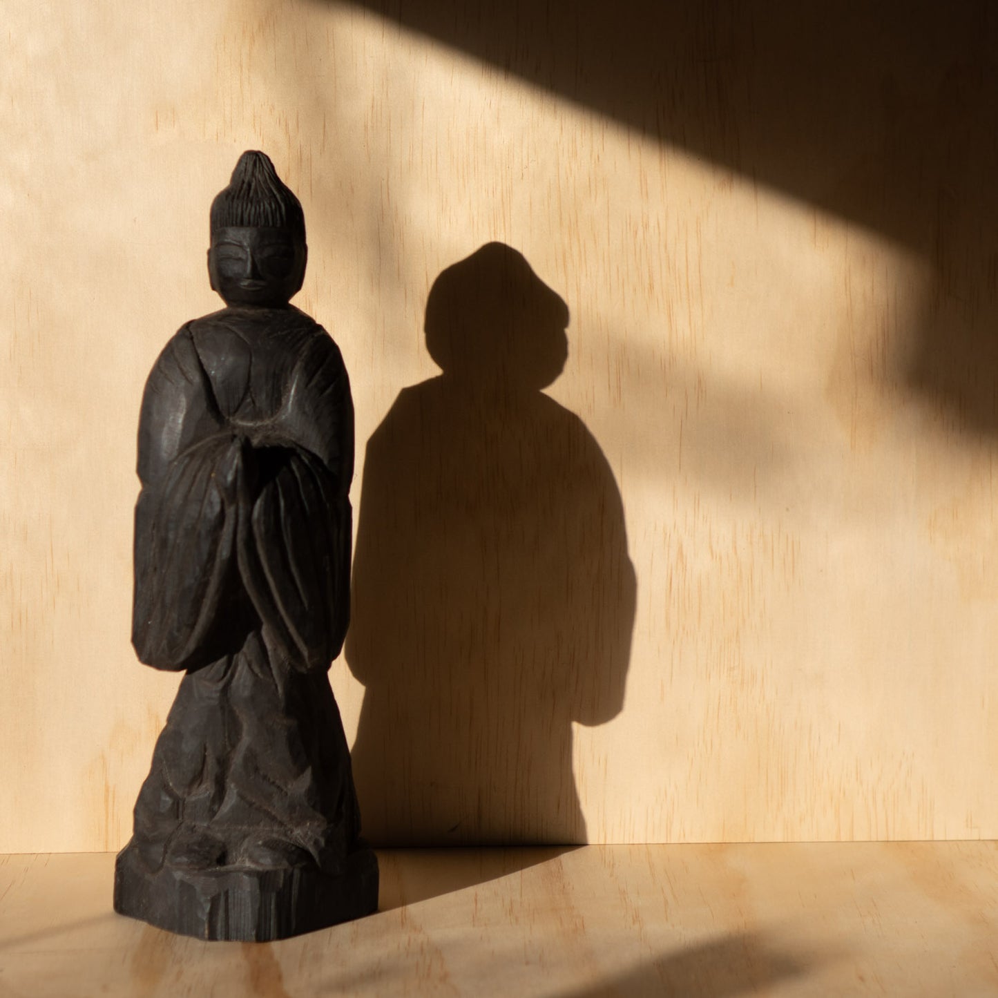 Vintage Japanese Mingei folk art carved standing Buddha