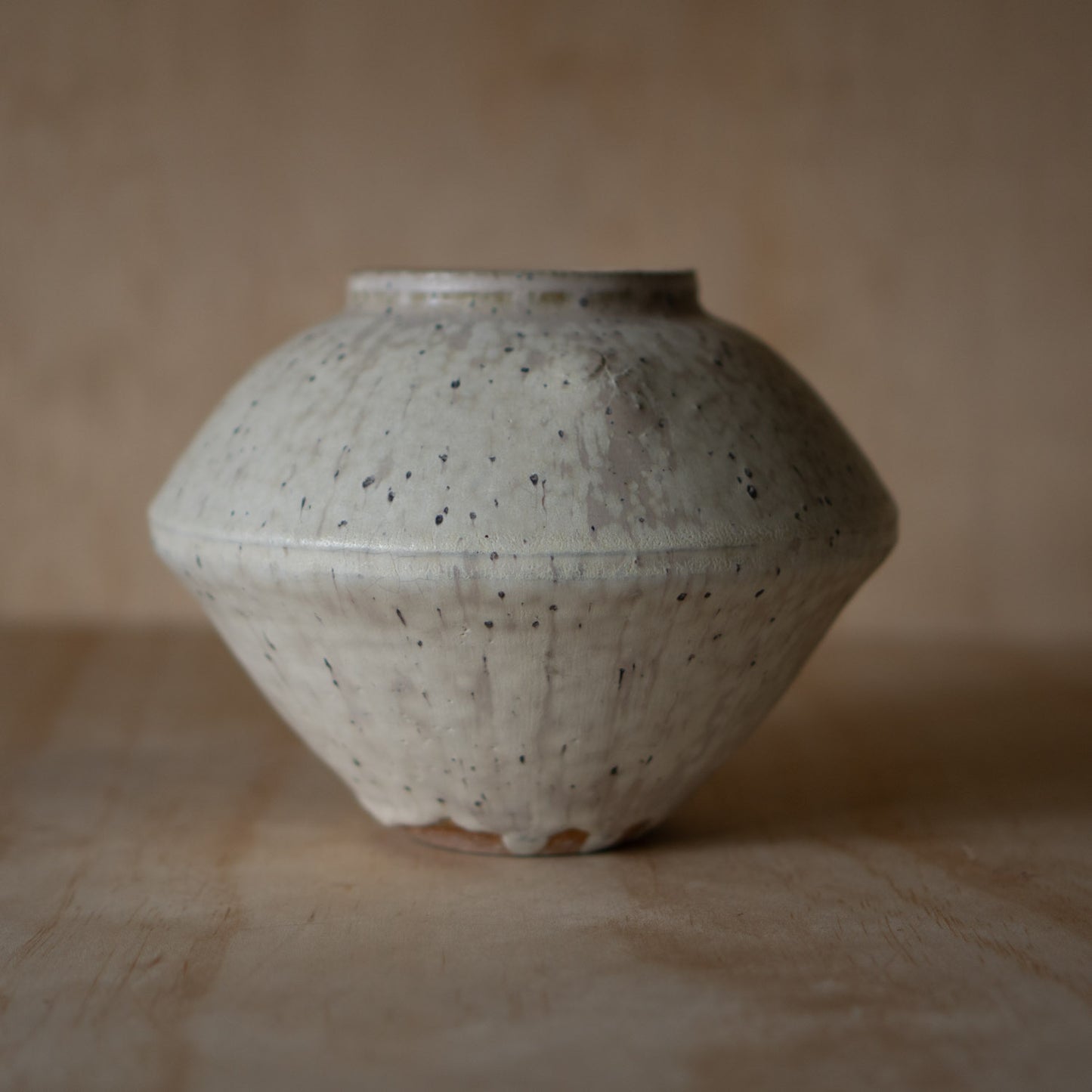 Modern Japanese White Glazed Seto Studio pottery vase