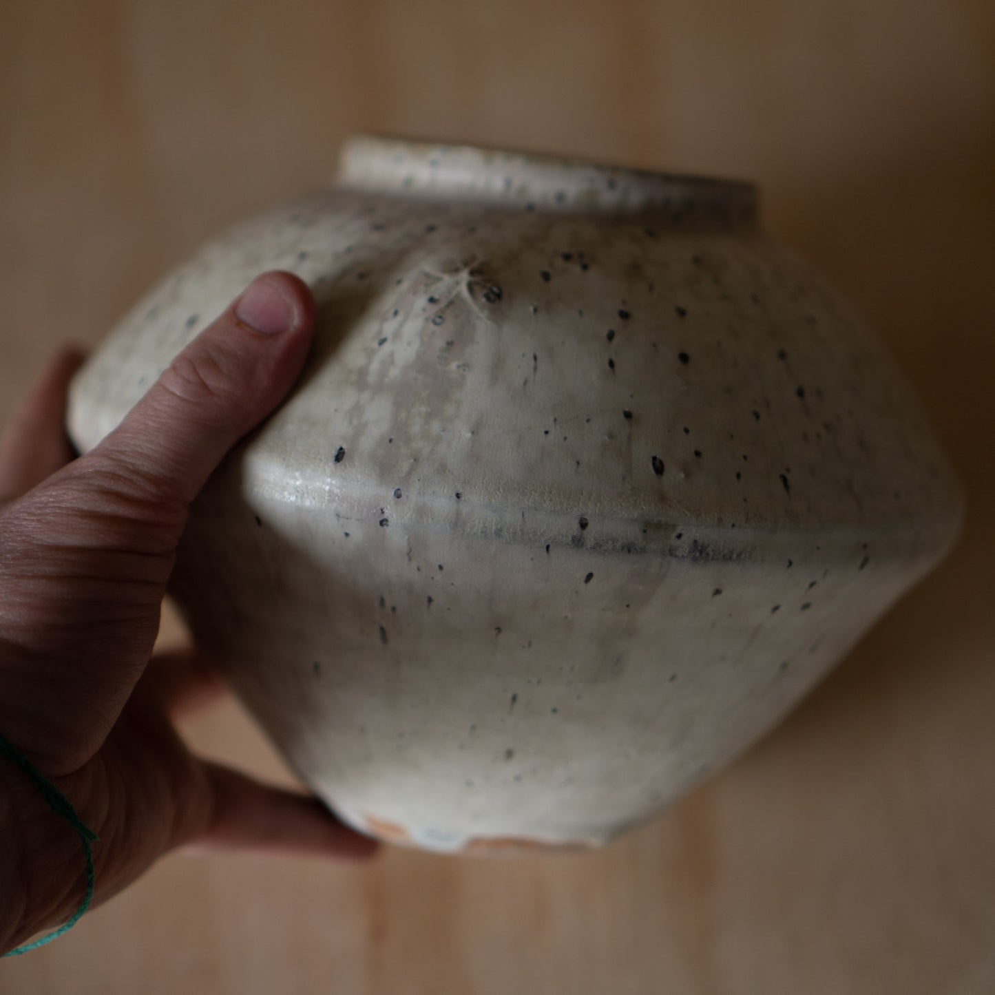 Modern Japanese White Glazed Seto Studio pottery vase