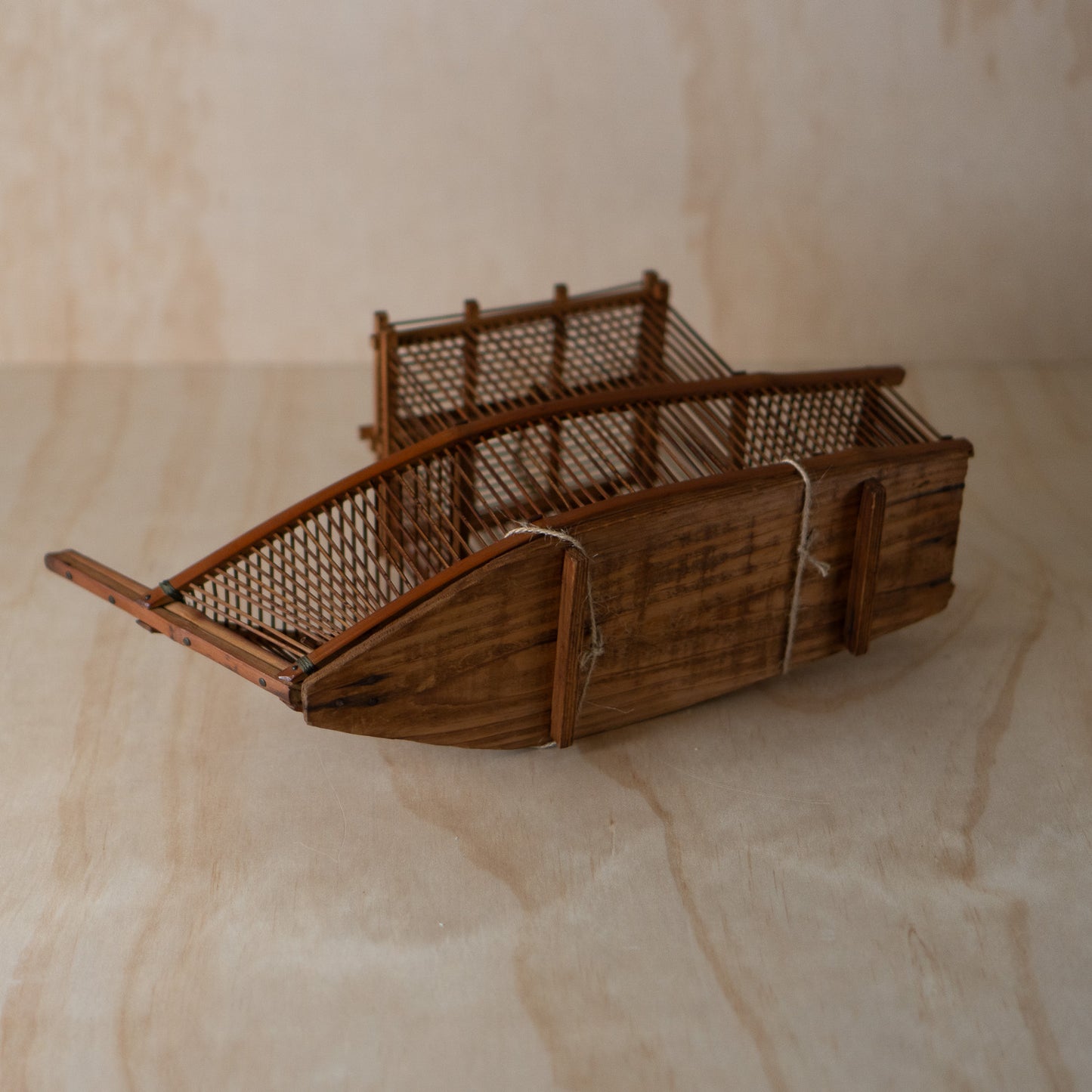 Antique Japanese Bamboo Boat shaped cage
