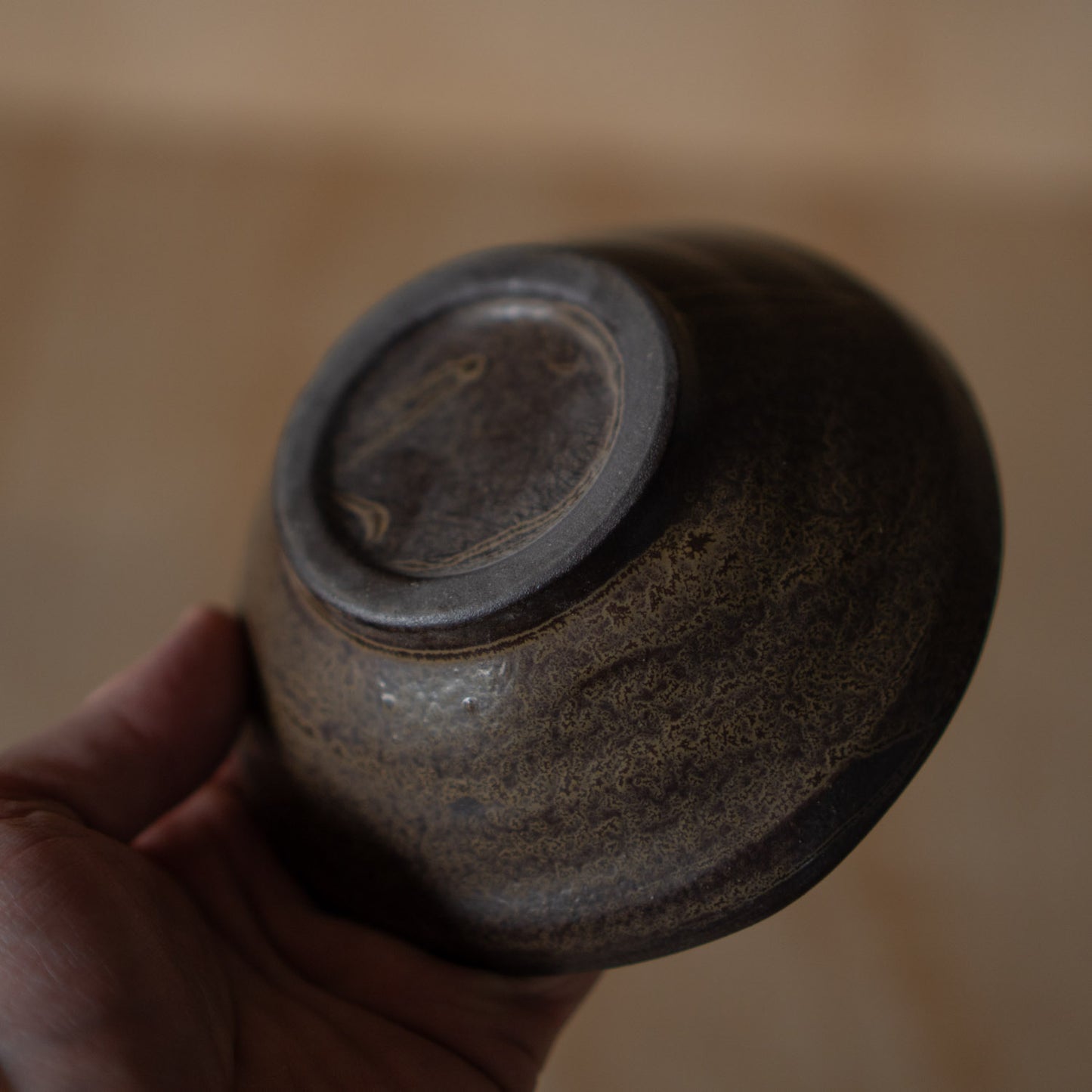 Japanese Suri-Bachi Grinding bowl - Brown glaze with brush stripe - Small