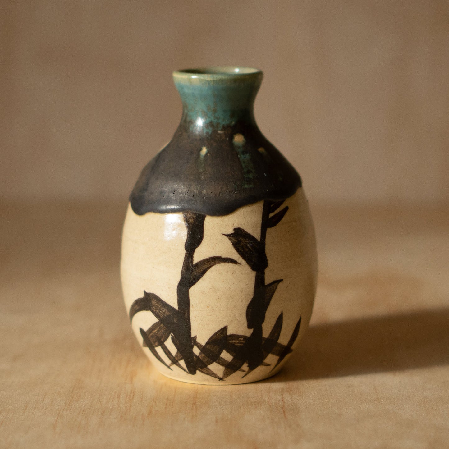Vintage Japanese Glazed Sake Bottle Vase
