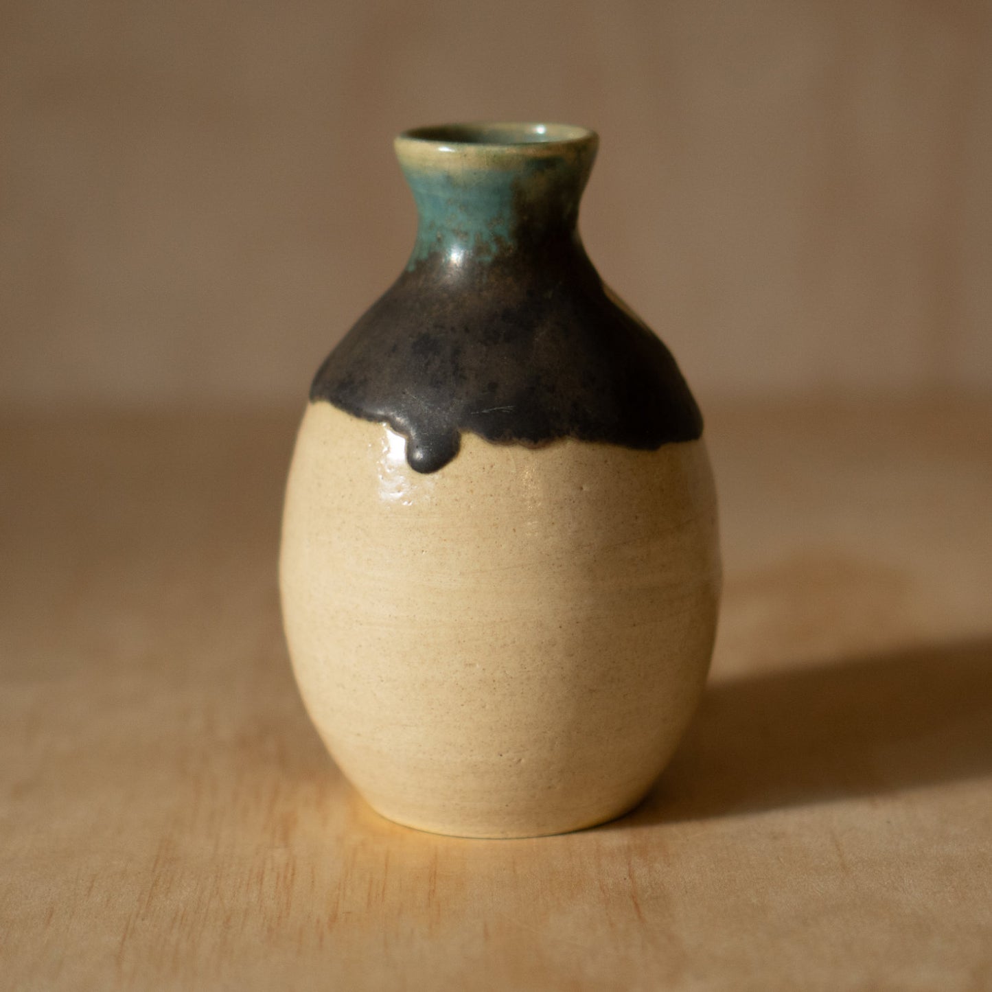 Vintage Japanese Glazed Sake Bottle Vase
