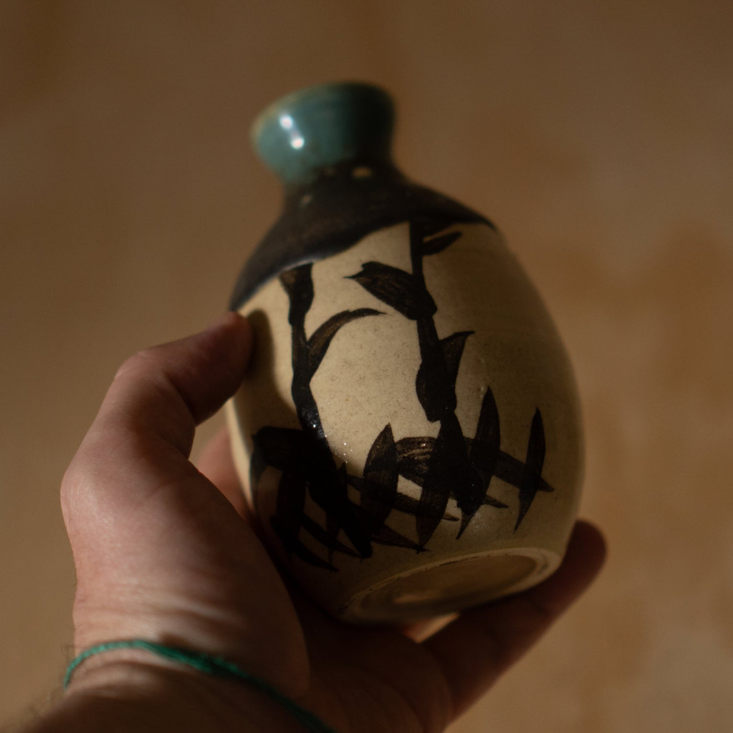 Vintage Japanese Glazed Sake Bottle Vase