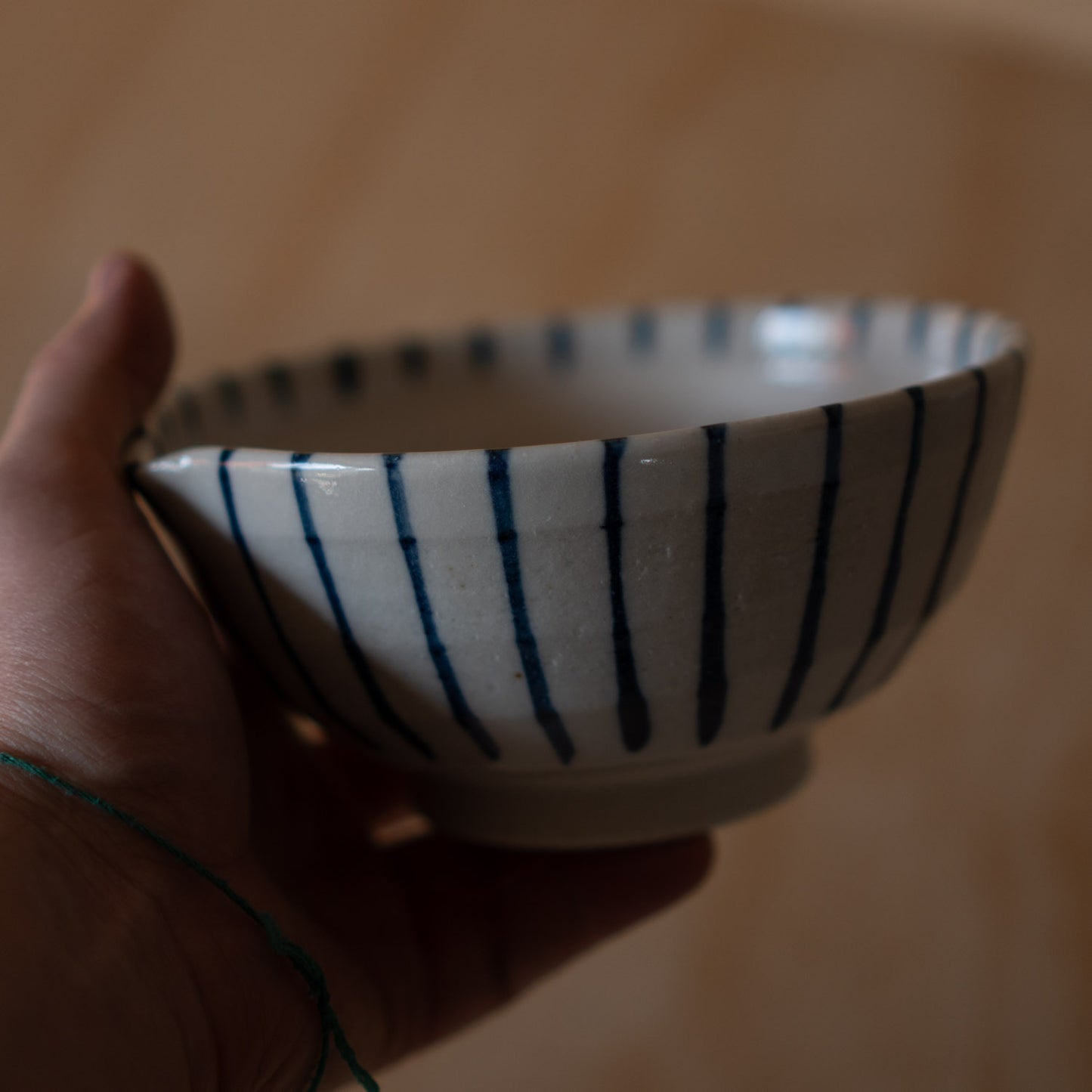Japanese Suri-Bachi Grinding bowl - Blue Stripe pattern - Large