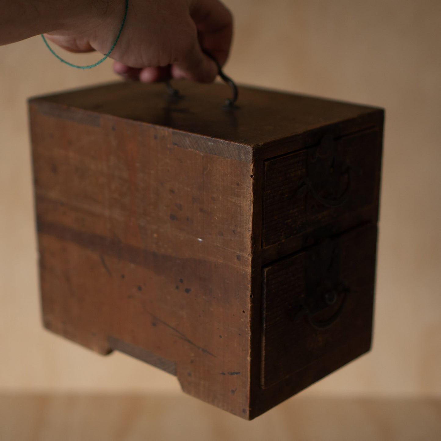 Antique Japanese Meiji Period 2 Drawer ko-dansu box with iron hardware