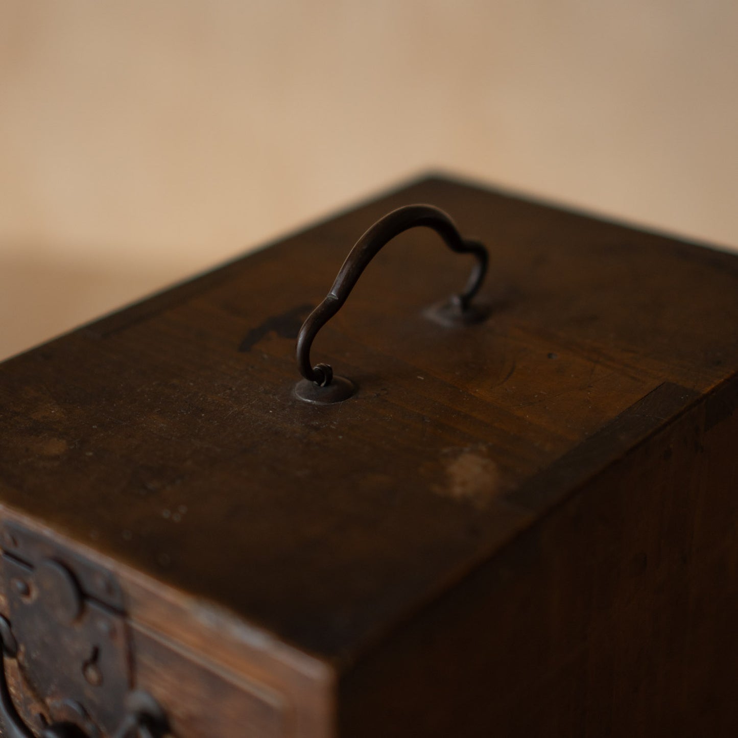 Antique Japanese Meiji Period 2 Drawer ko-dansu box with iron hardware