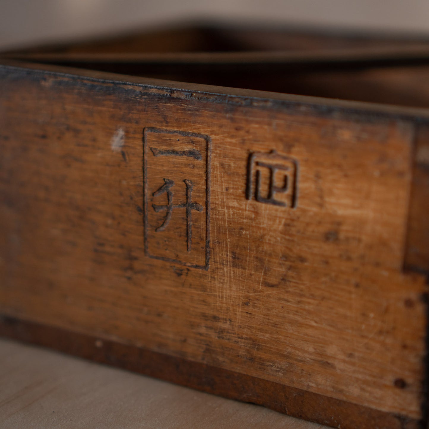 Antique Japanese Wood and Iron bound Masu Box Rice Measure
