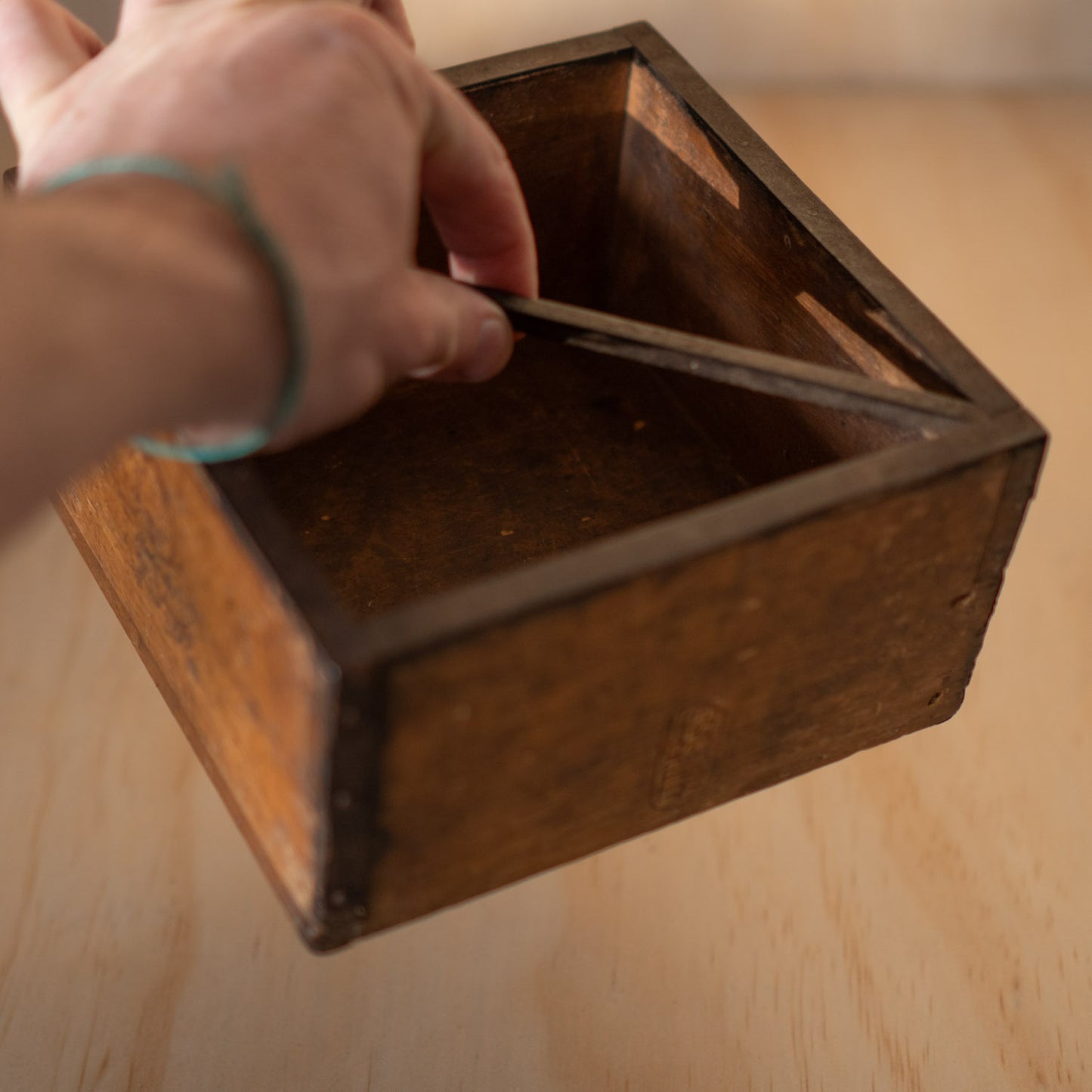 Antique Japanese Wood and Iron bound Masu Box Rice Measure