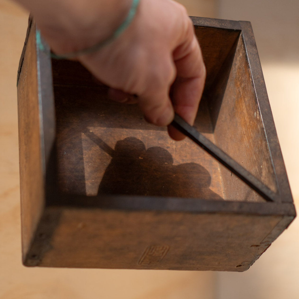 Antique Japanese Wood and Iron bound Masu Box Rice Measure