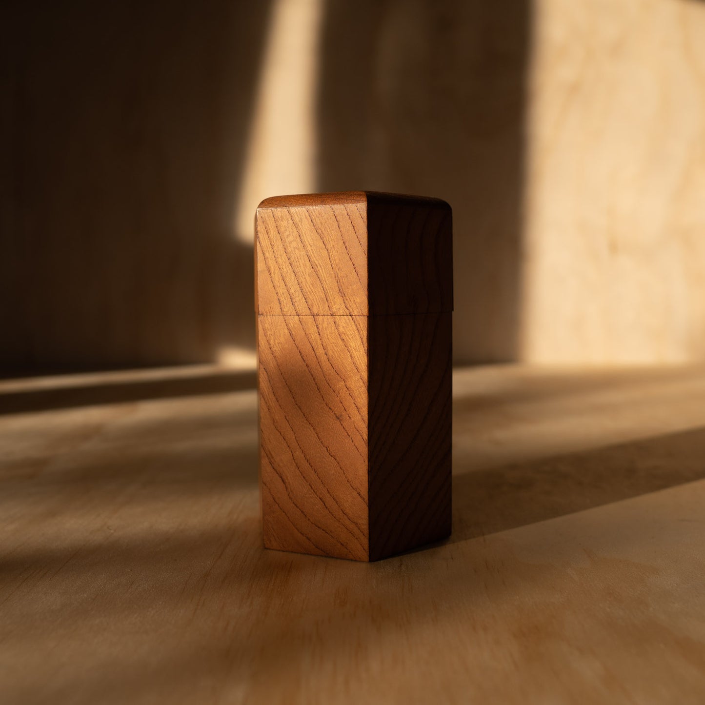 Vintage Hexagonal Japanese Wooden Tea Container - Chazutzu