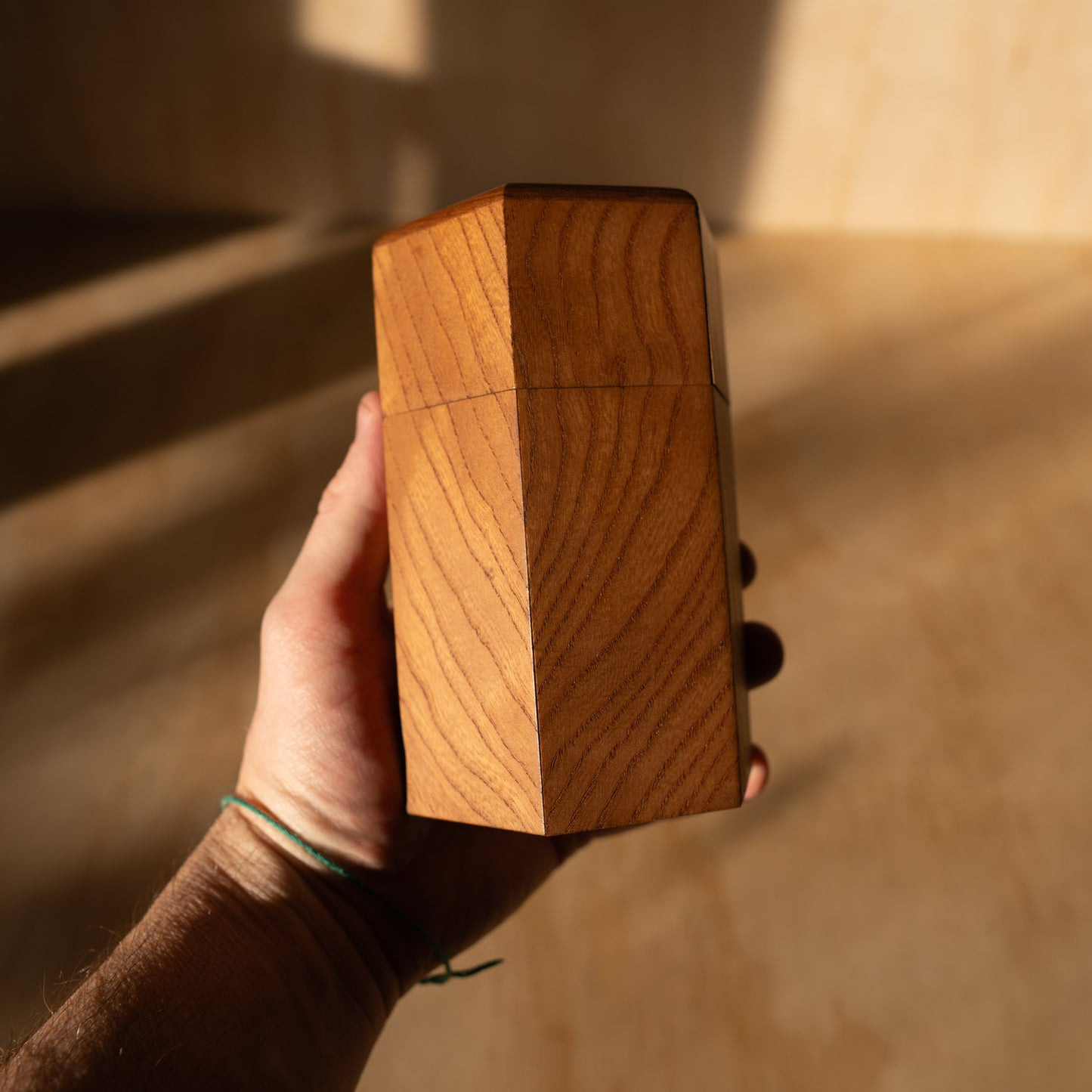 Vintage Hexagonal Japanese Wooden Tea Container - Chazutzu