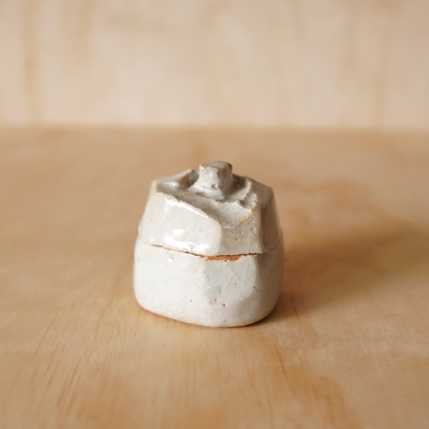 Vintage Japanese Shino ware Lidded Ceramic Box
