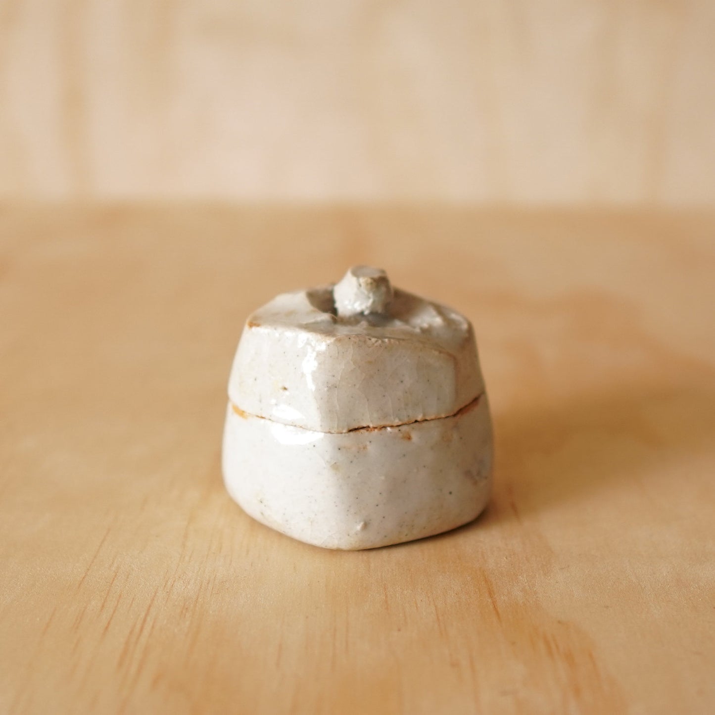 Vintage Japanese Shino ware Lidded Ceramic Box
