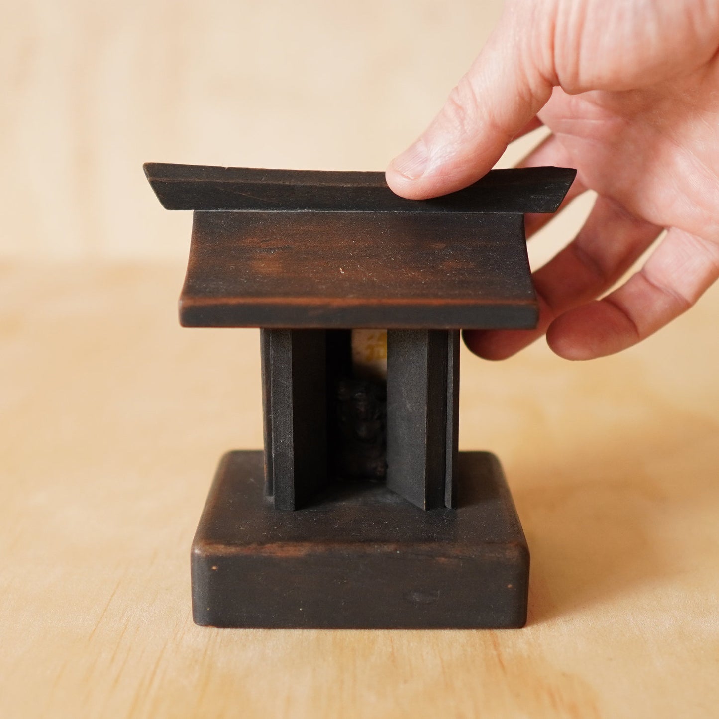 Vintage Japanese Small Wooden Kamidana Shinto Shrine with Daikoku figure