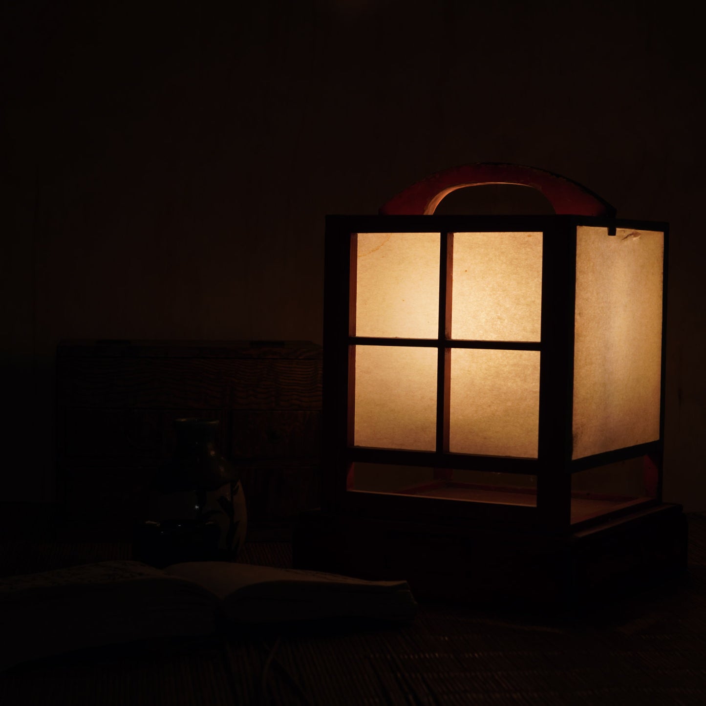 Antique Japanese Moon phases Ariake Andon Paper Lantern