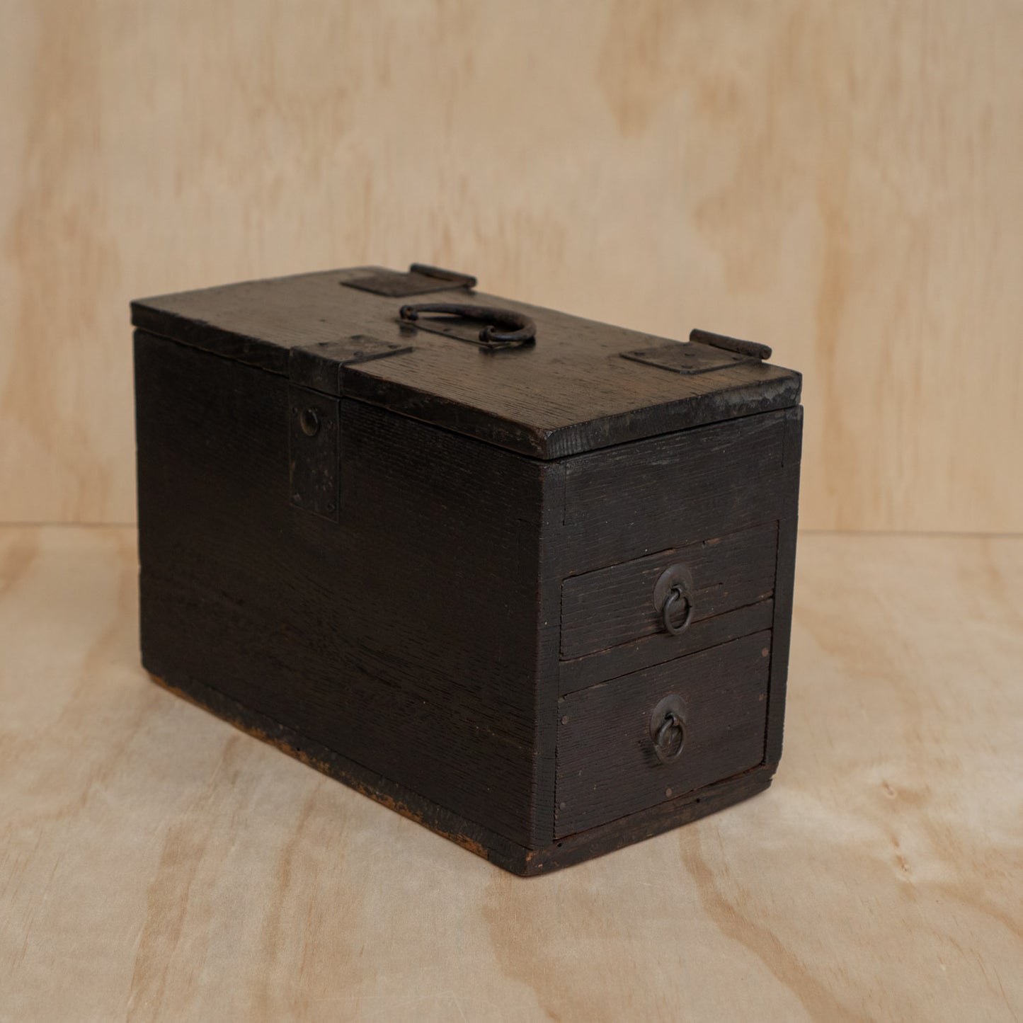 Antique 2 Drawer Japanese Black Suzuri Bako Calligraphy Box