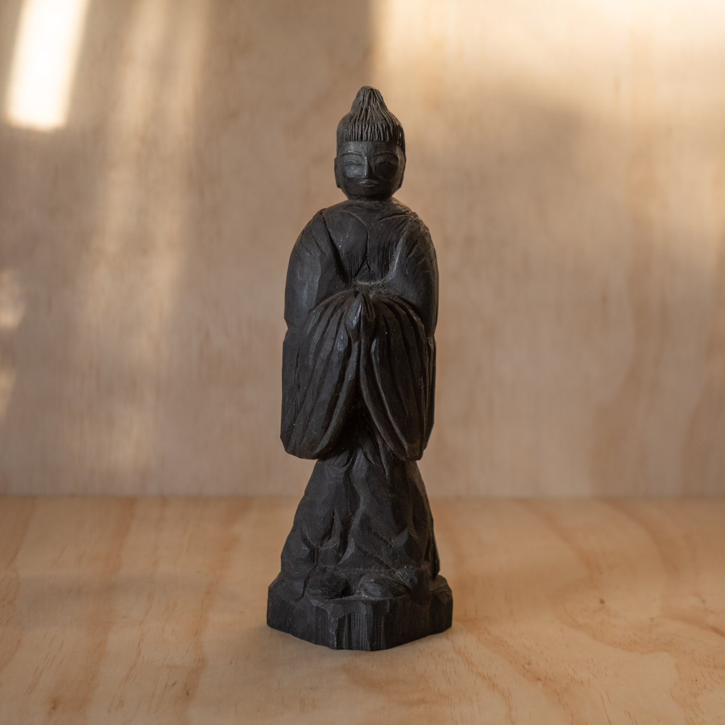 Vintage Japanese Mingei folk art carved standing Buddha