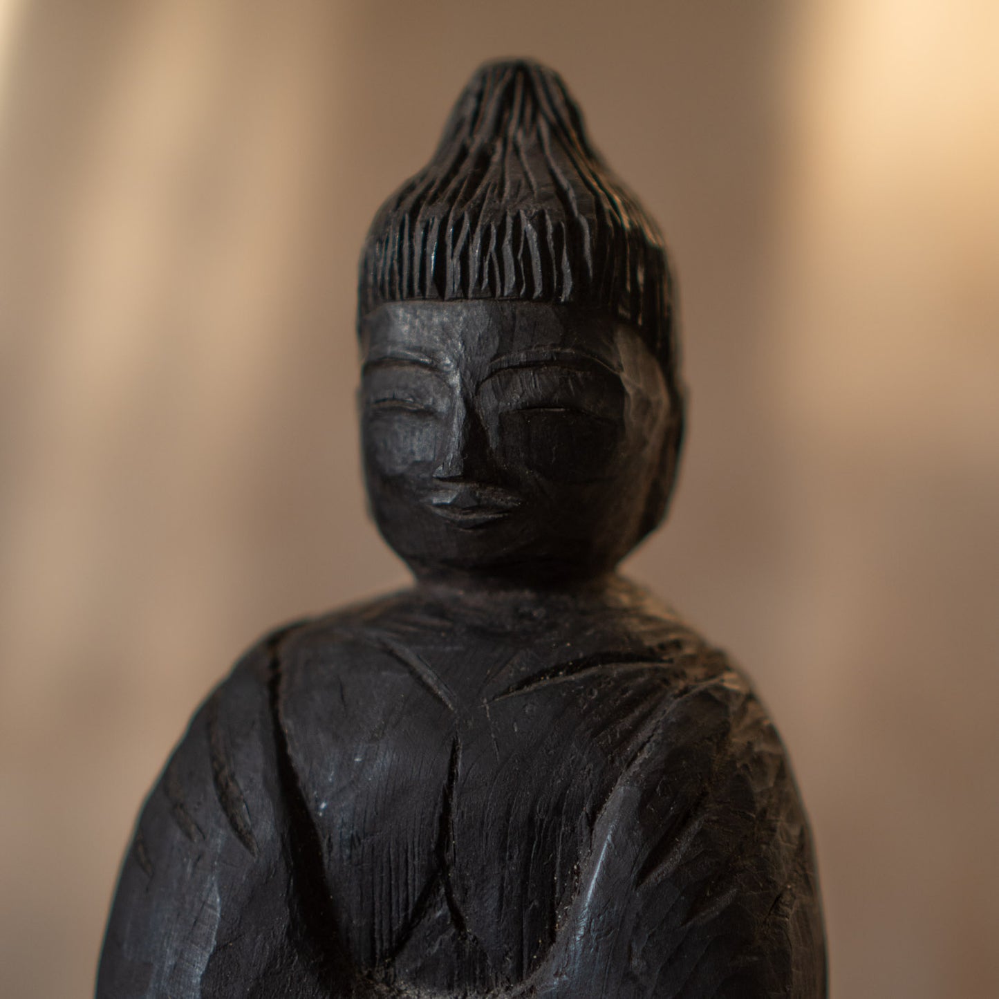 Vintage Japanese Mingei folk art carved standing Buddha
