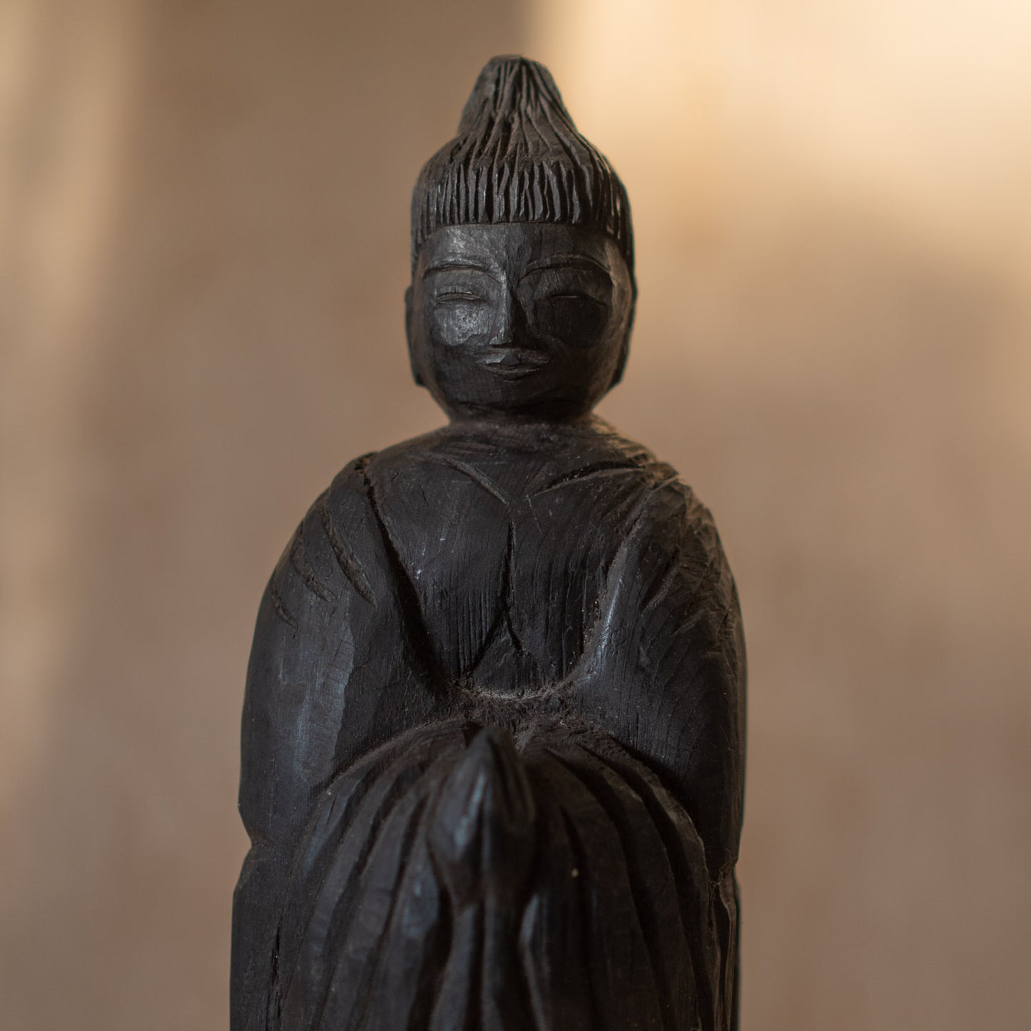 Vintage Japanese Mingei folk art carved standing Buddha