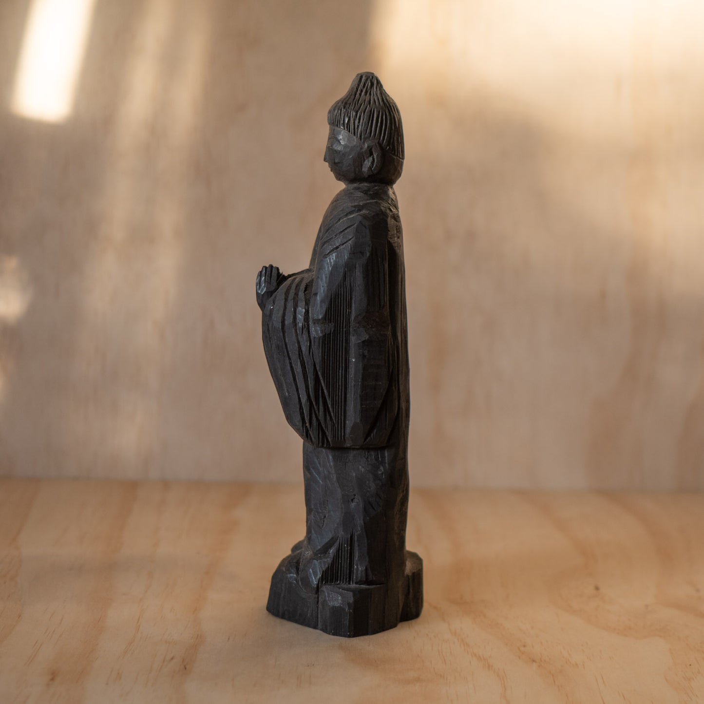 Vintage Japanese Mingei folk art carved standing Buddha
