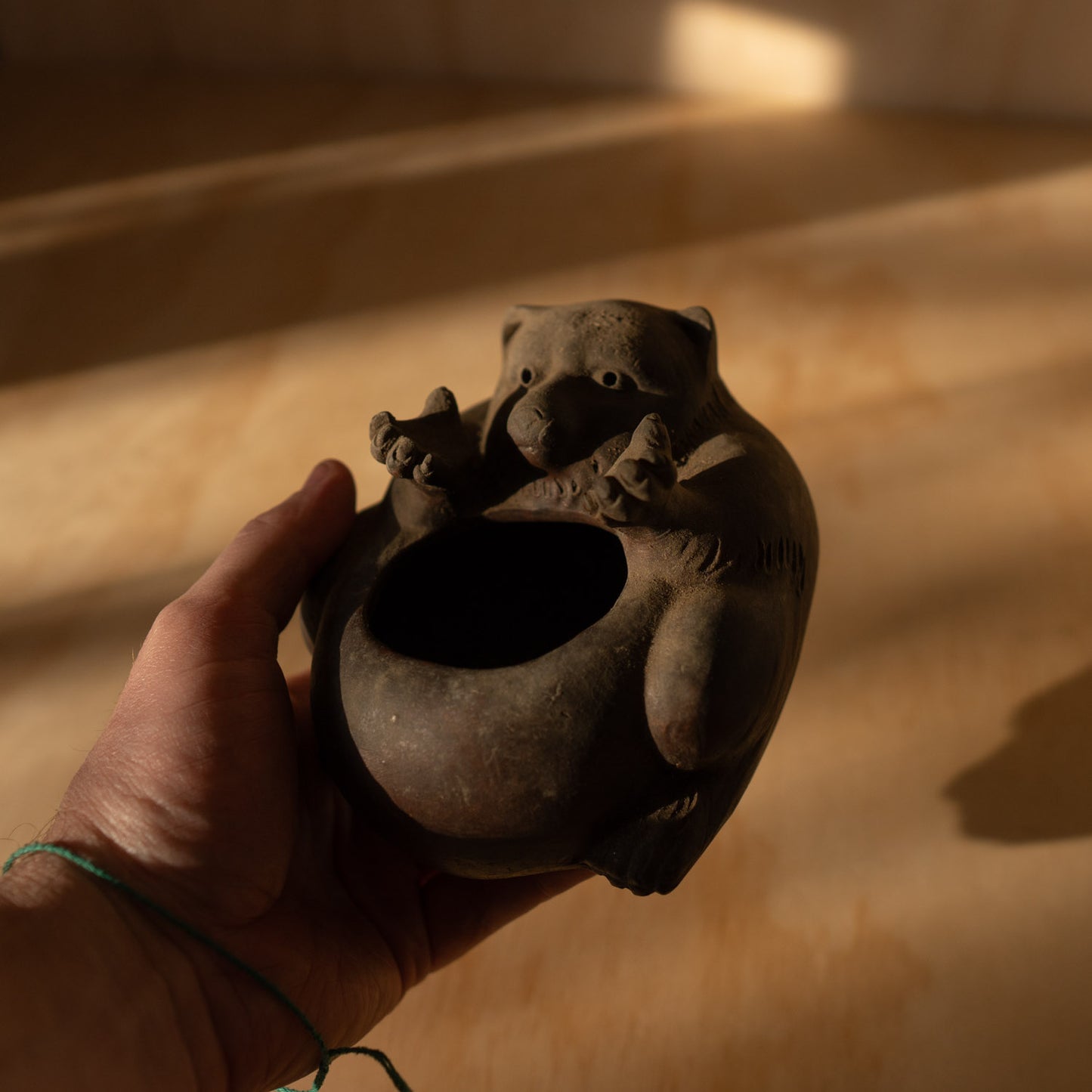 Antique Bizen ware male Tanuki Koro incense burner