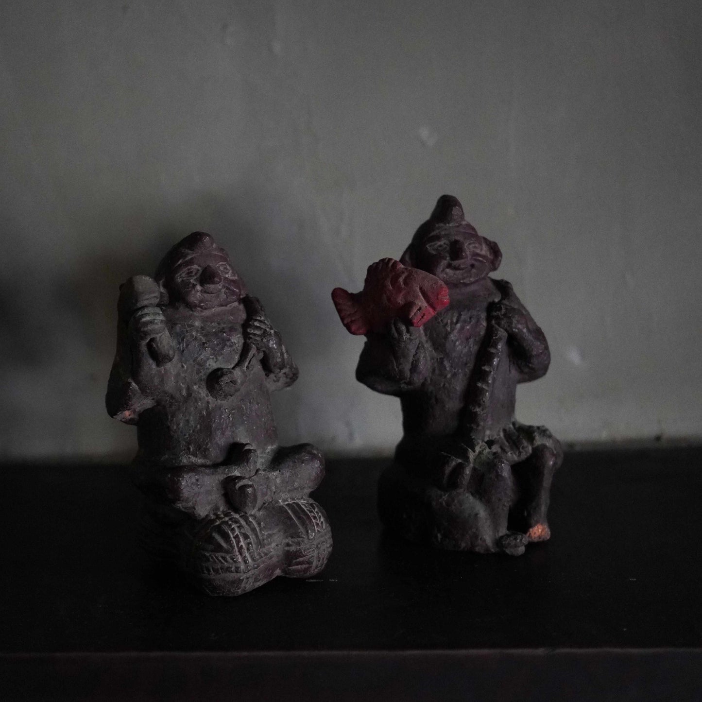 Vintage Japanese ceramic Daikoku and Ebisu figures pair