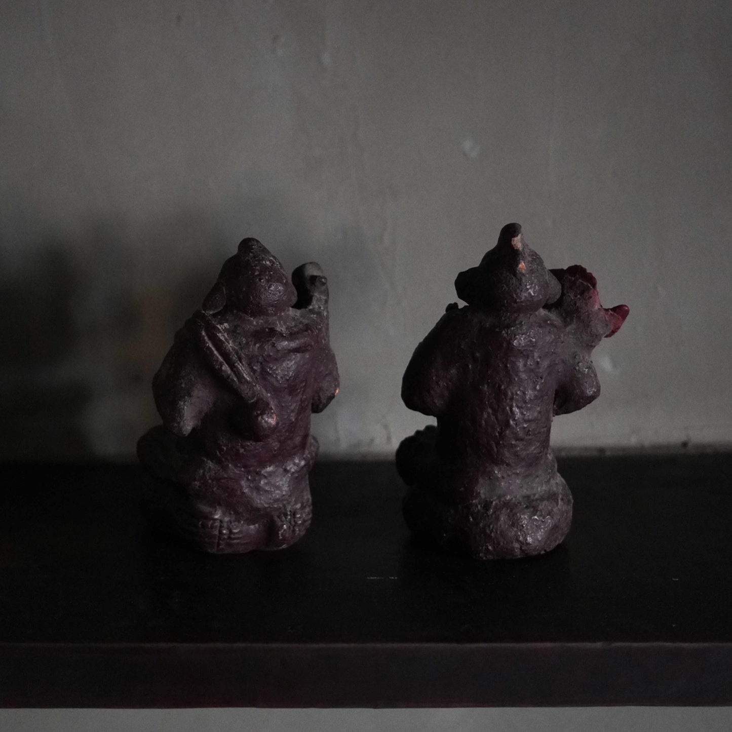 Vintage Japanese ceramic Daikoku and Ebisu figures pair