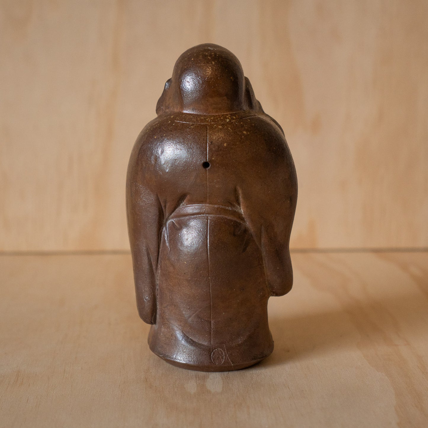 Vintage Japanese Bizen ware ceramic Hotei Statue