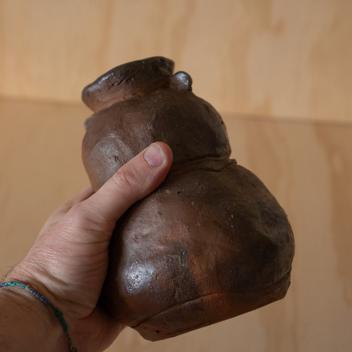Vintage Japanese Bizen Hand made Woodfired Ceramic Vase